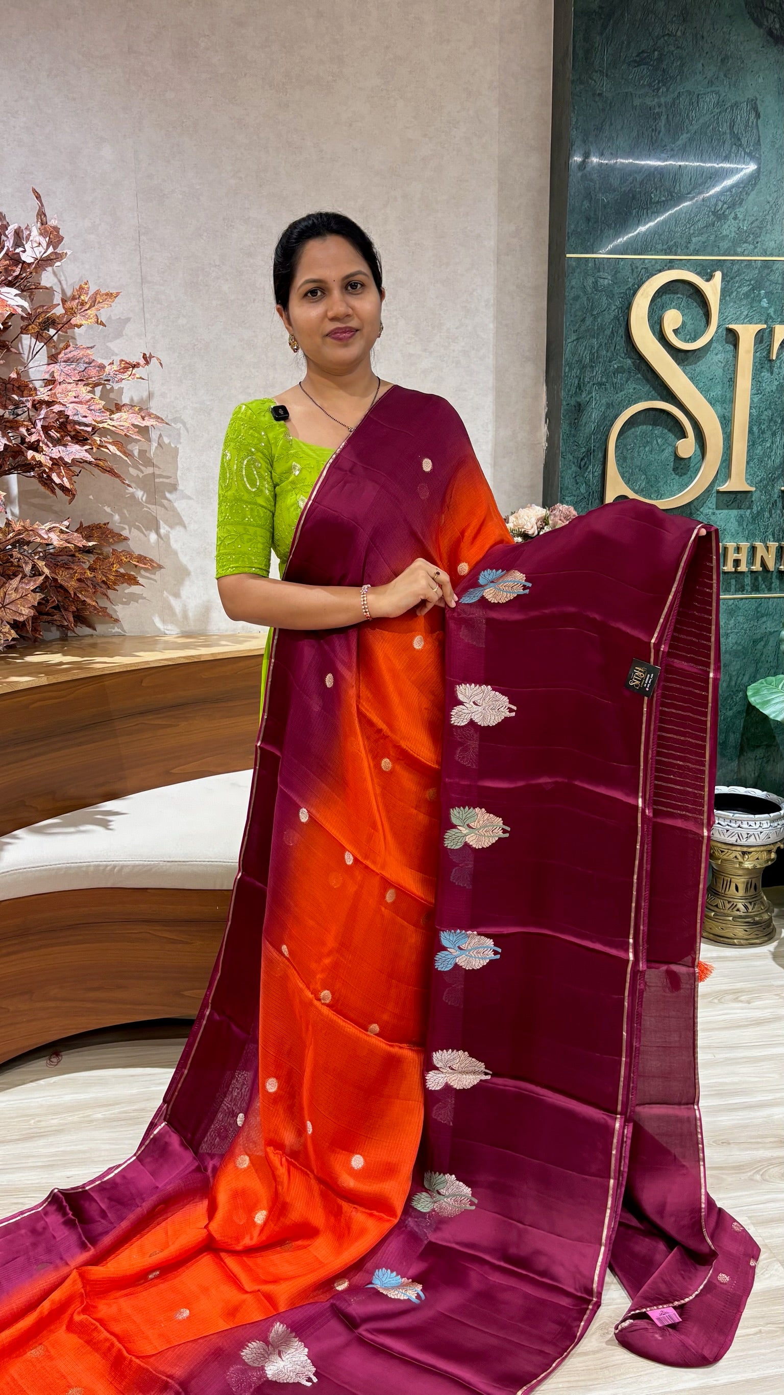 Manipuri kota orange -maroon