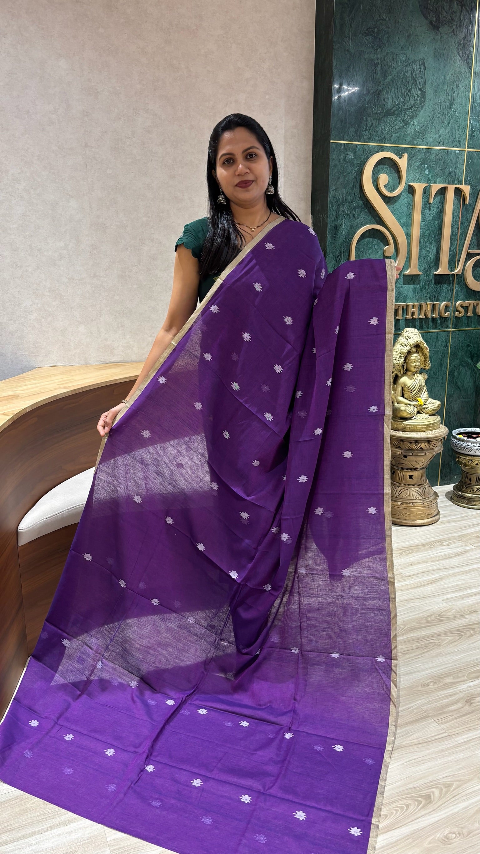 Jhamdani cotton purple