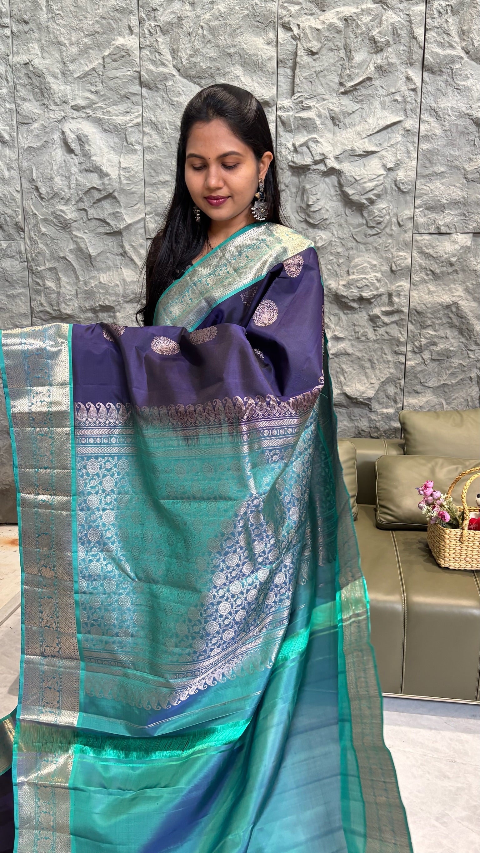 Handloom kanchi pattu blue