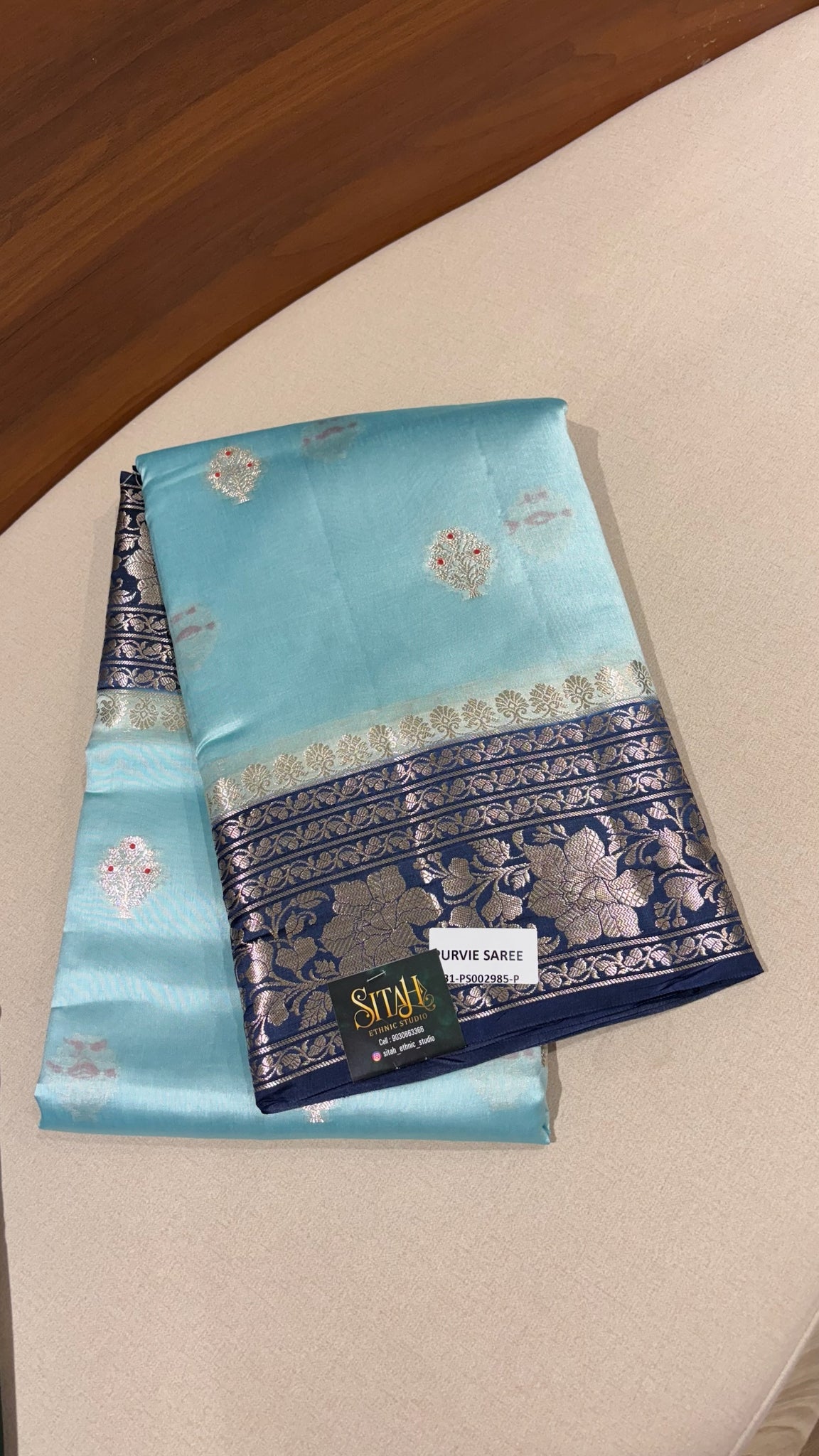 Fancy mango pattu sky blue