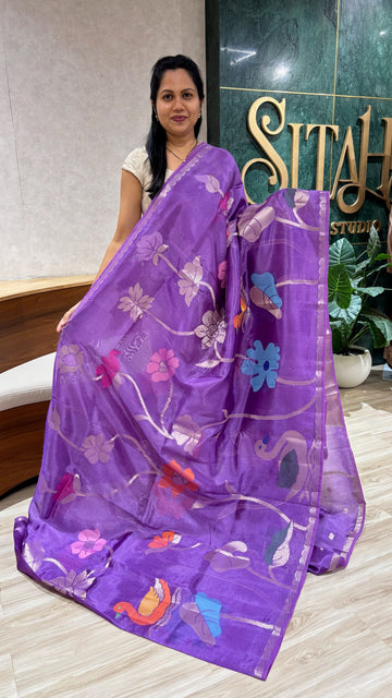 Paper silk swan all over lavender