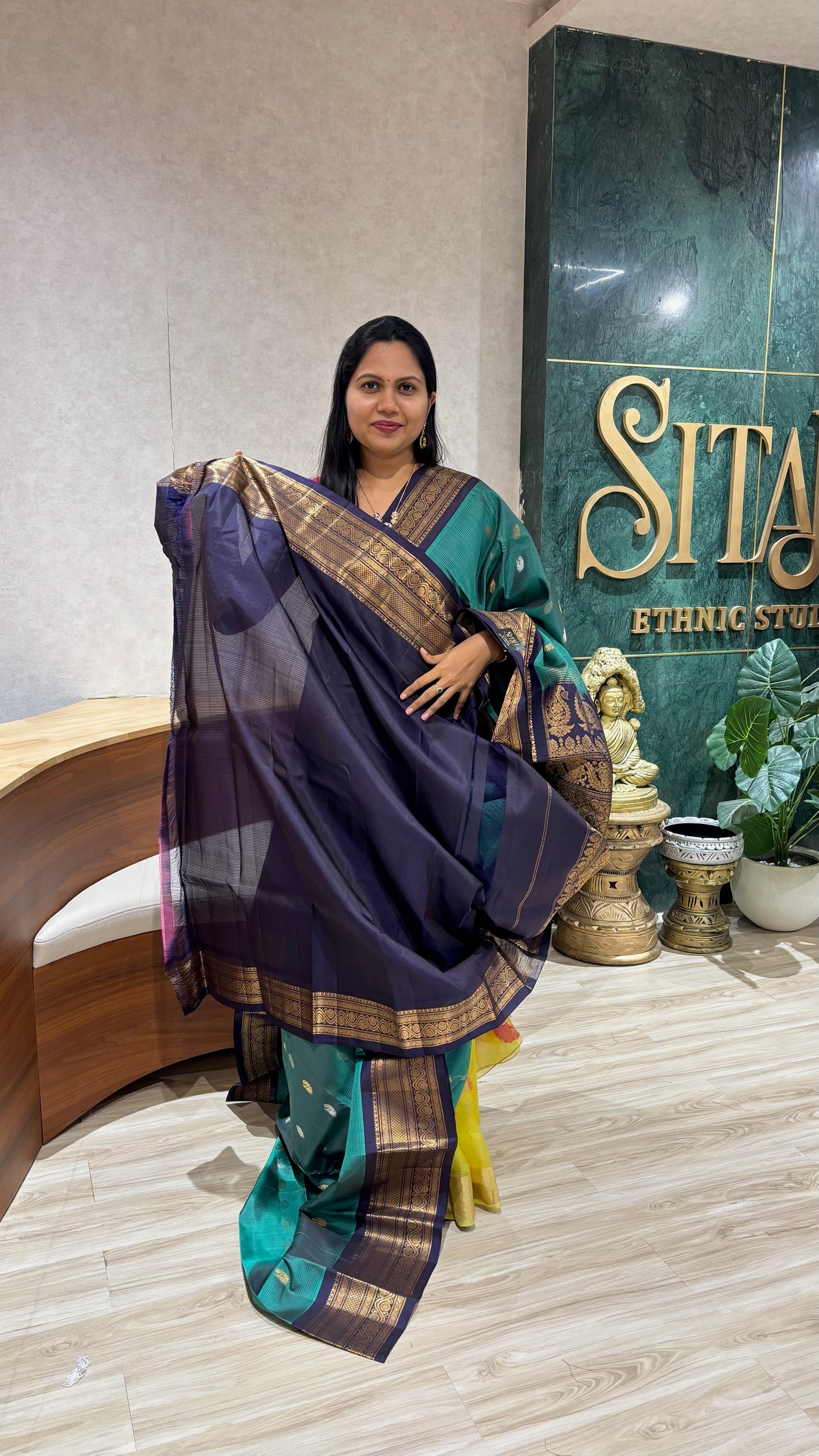 Handloom gadwal pattu with kanchi borders