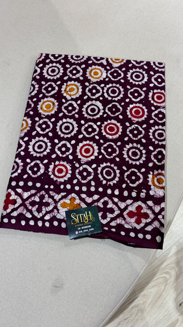 Cotton batik print dark wine