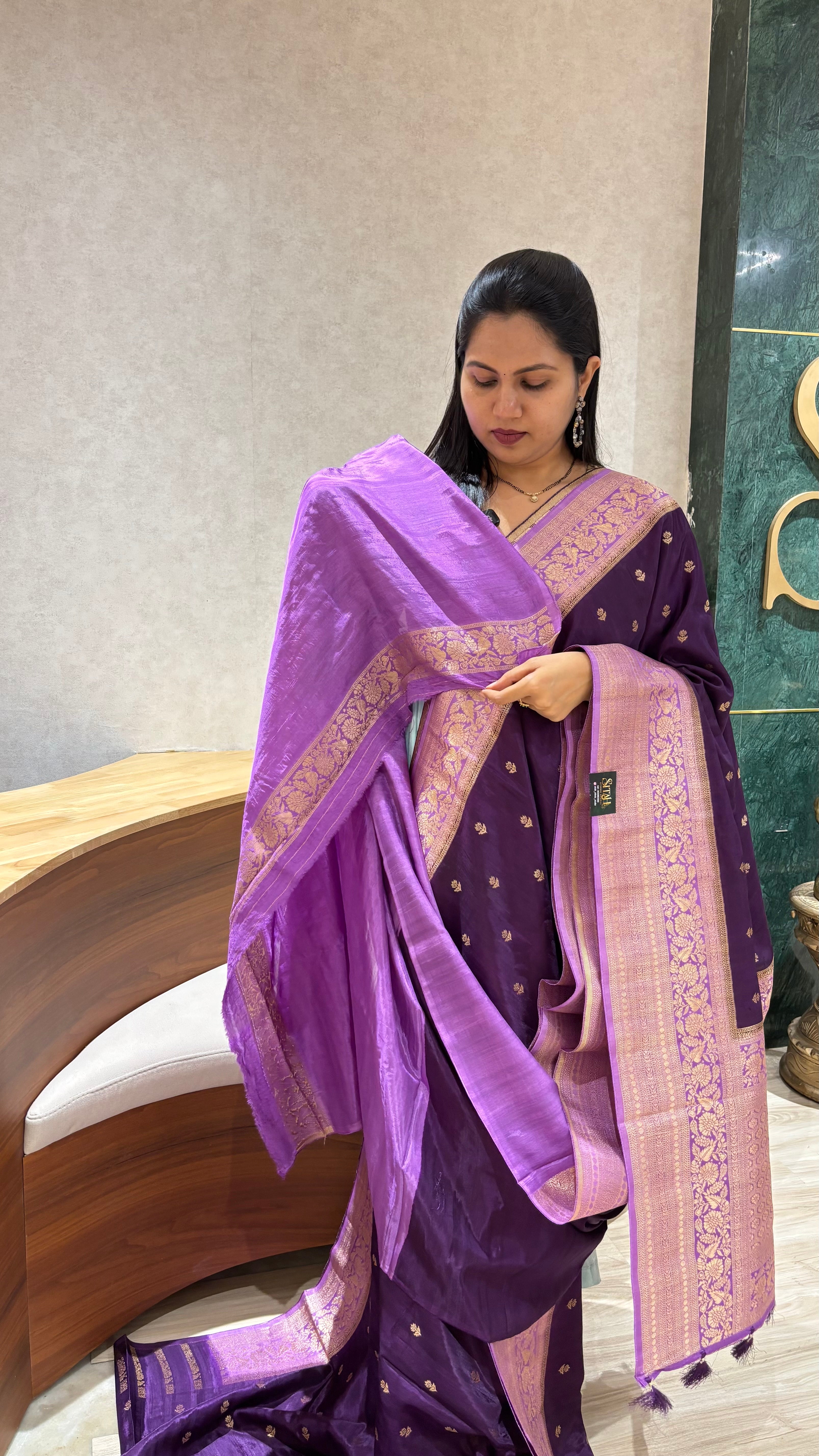 Raw silk sarees purple