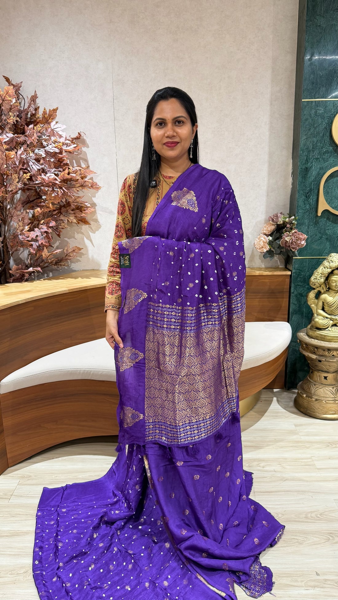 Chinon silk bandhini purple