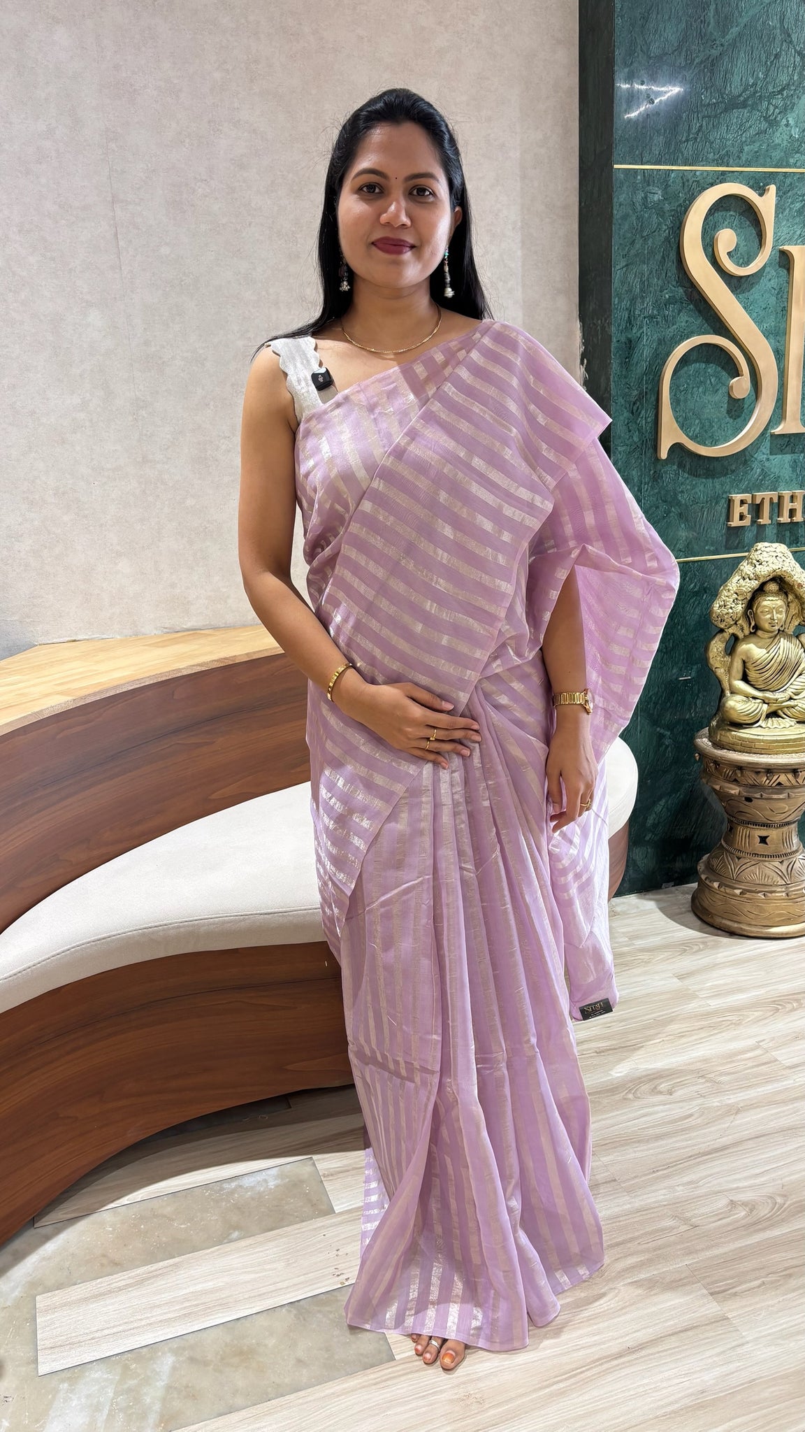 Chinia tissue brocade blouse lavender