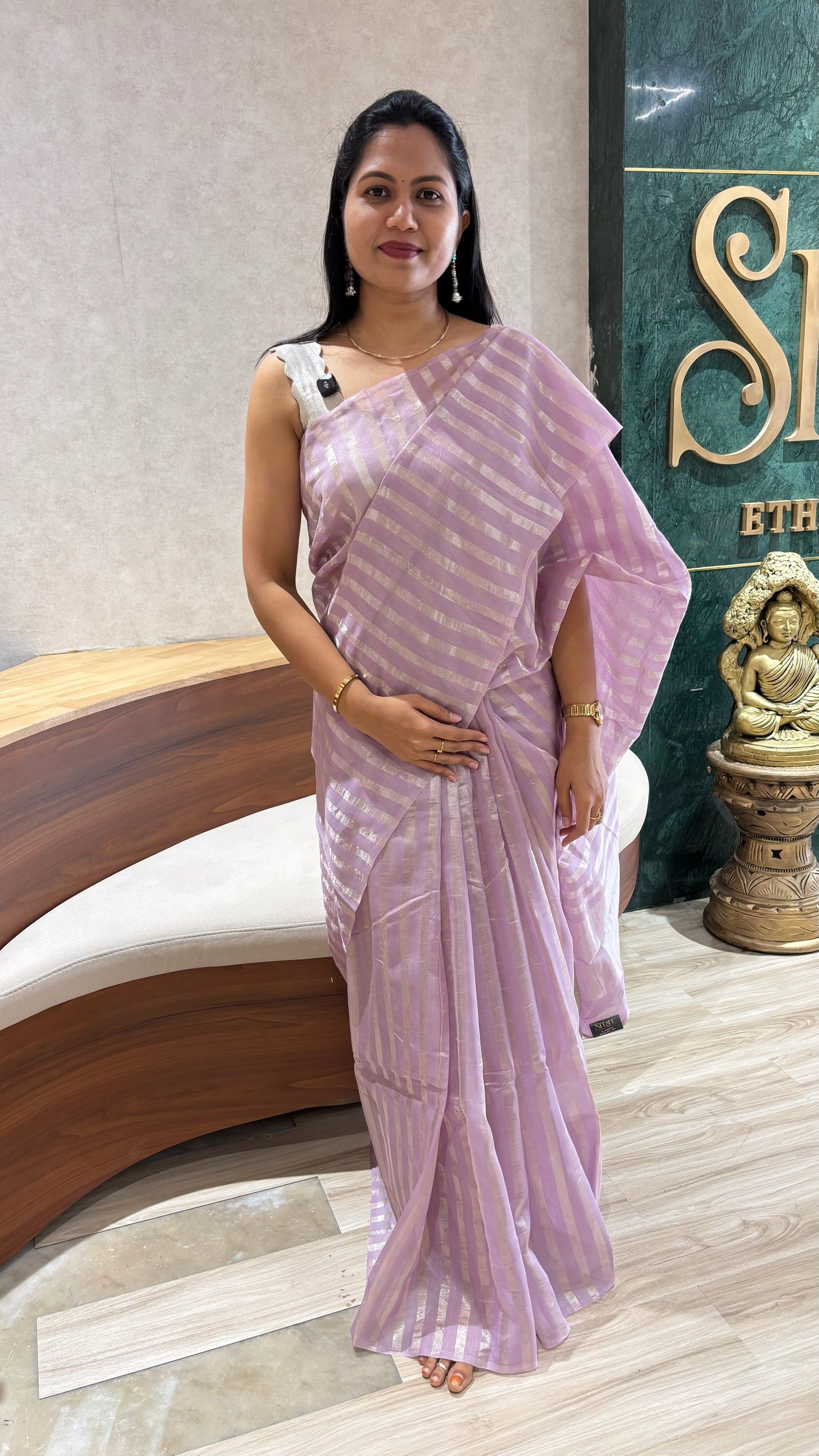 Chinia tissue brocade blouse lavender