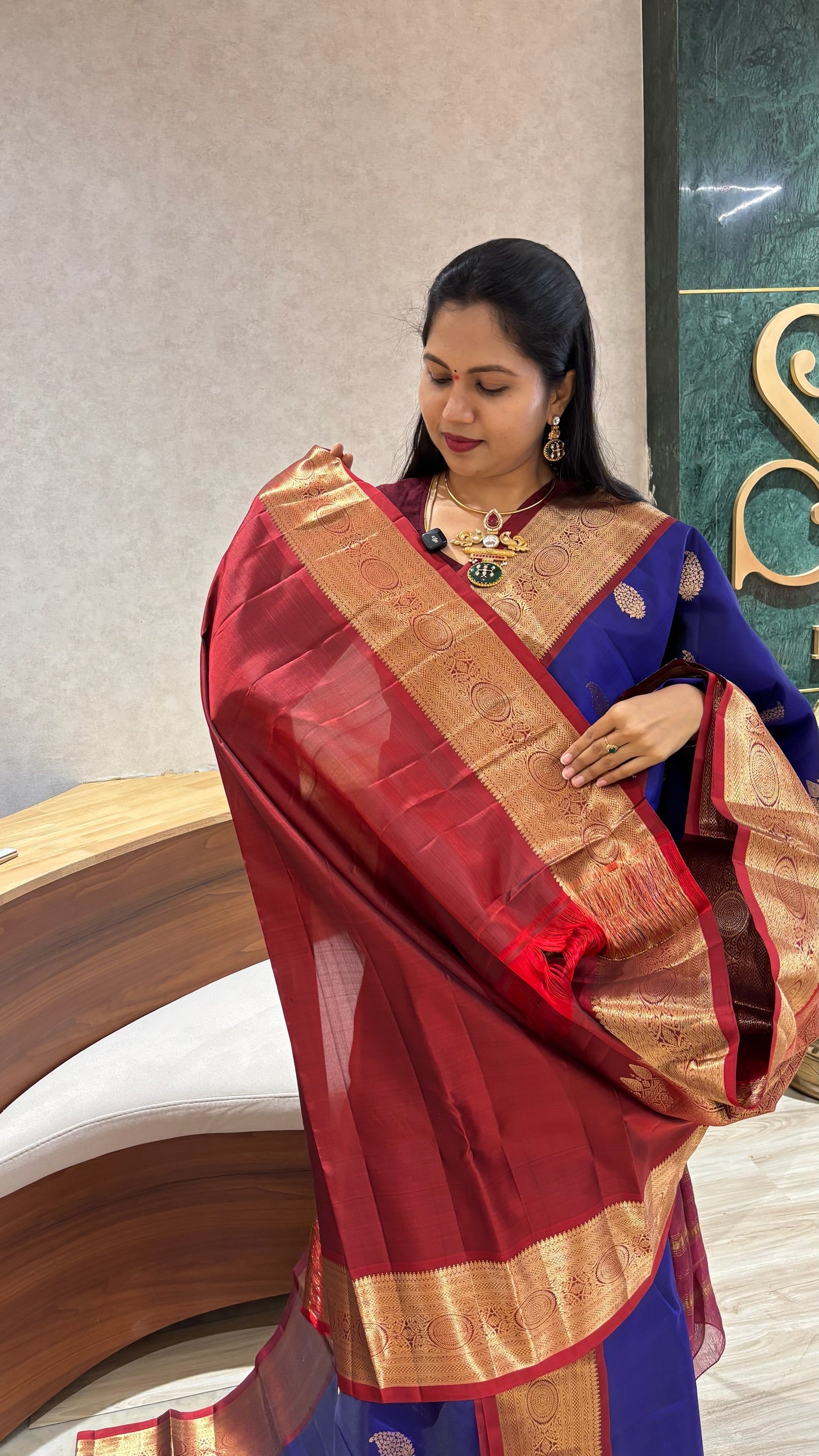 Light weight Handloom kanchi blue