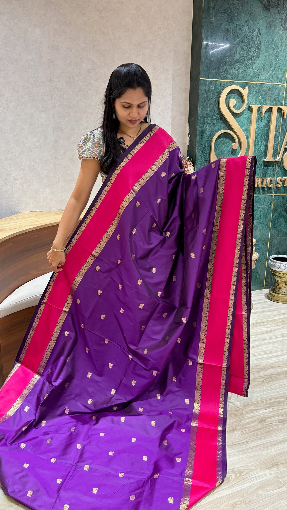 Semi pattu purple