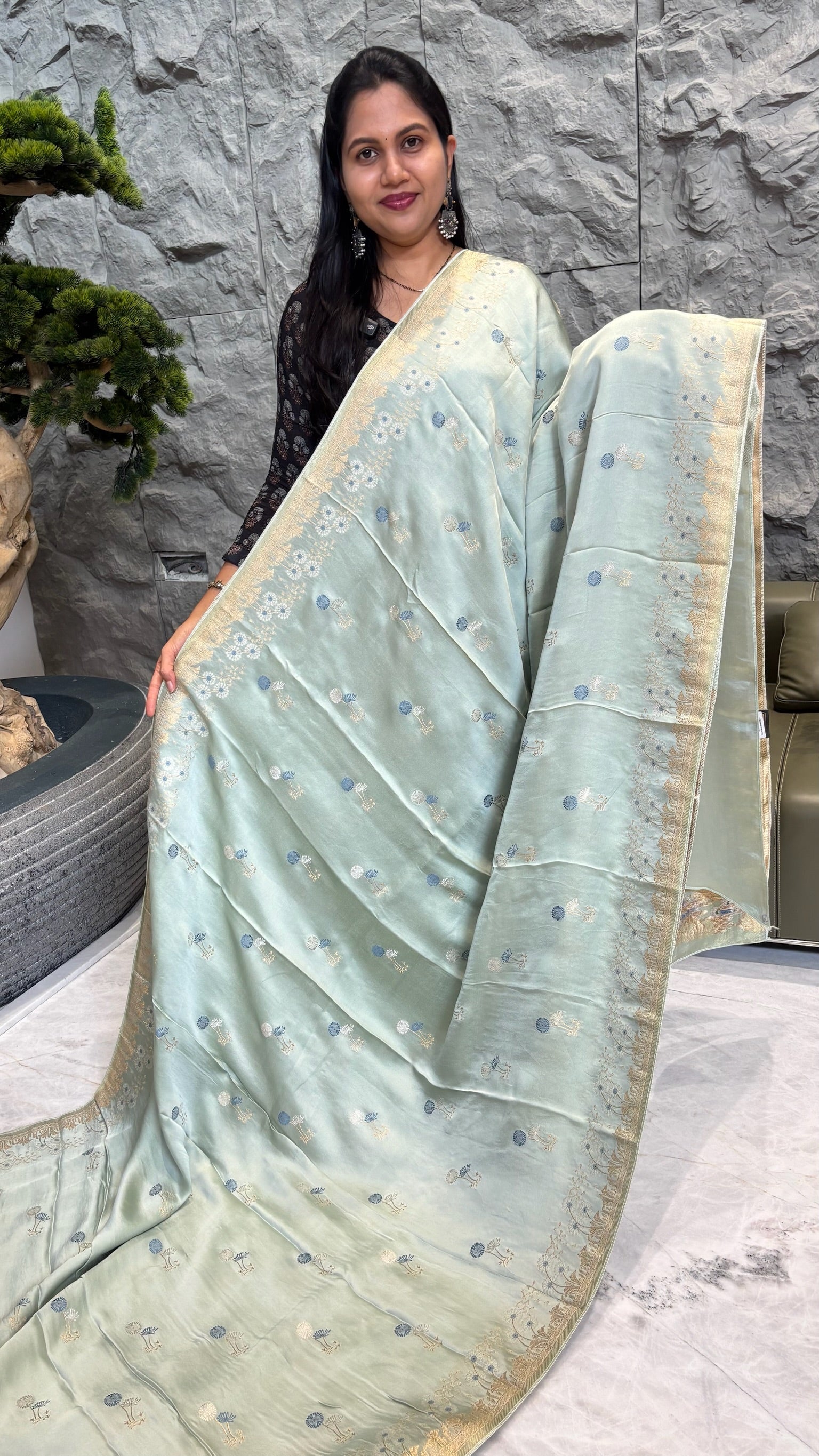 Pure Mashru silk pista green
