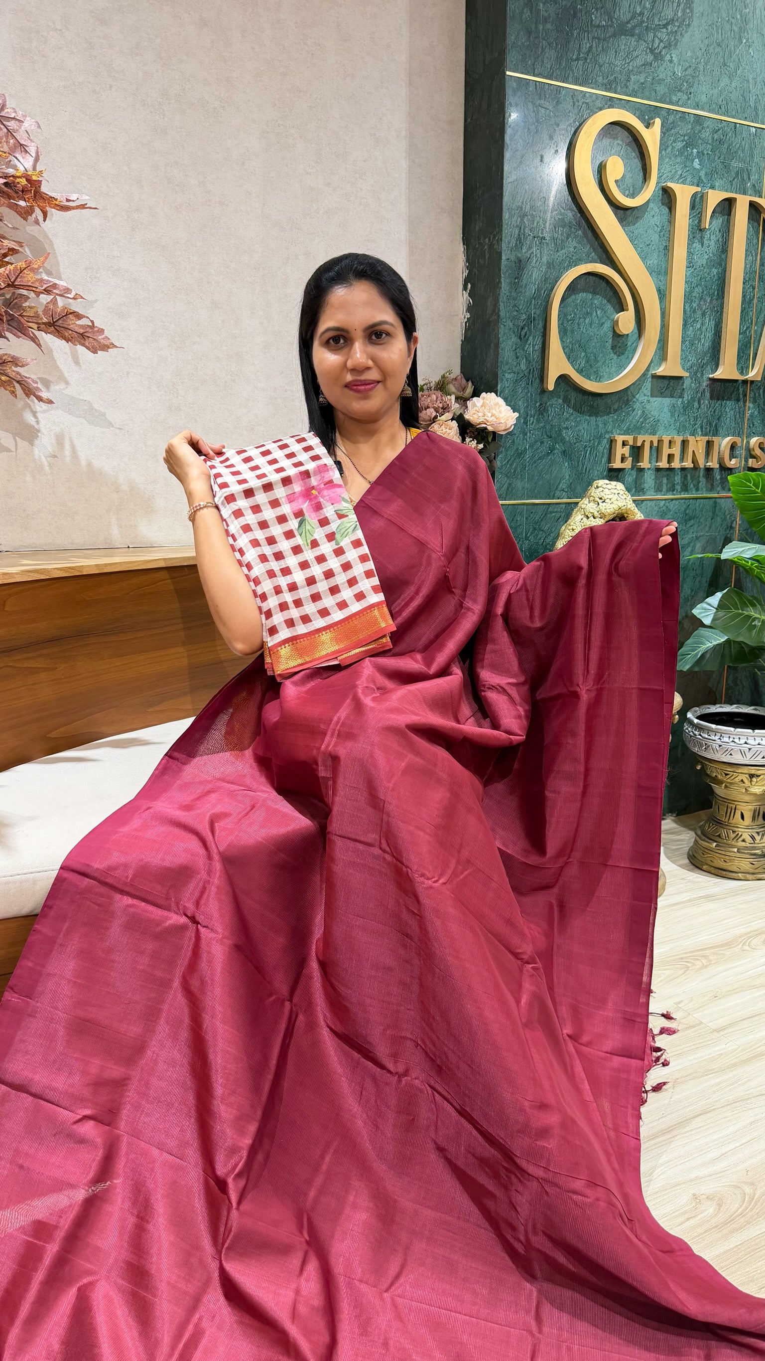 Mangalgiri pattu digital print maroon