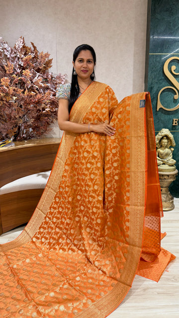 Tissue banaras all over orange