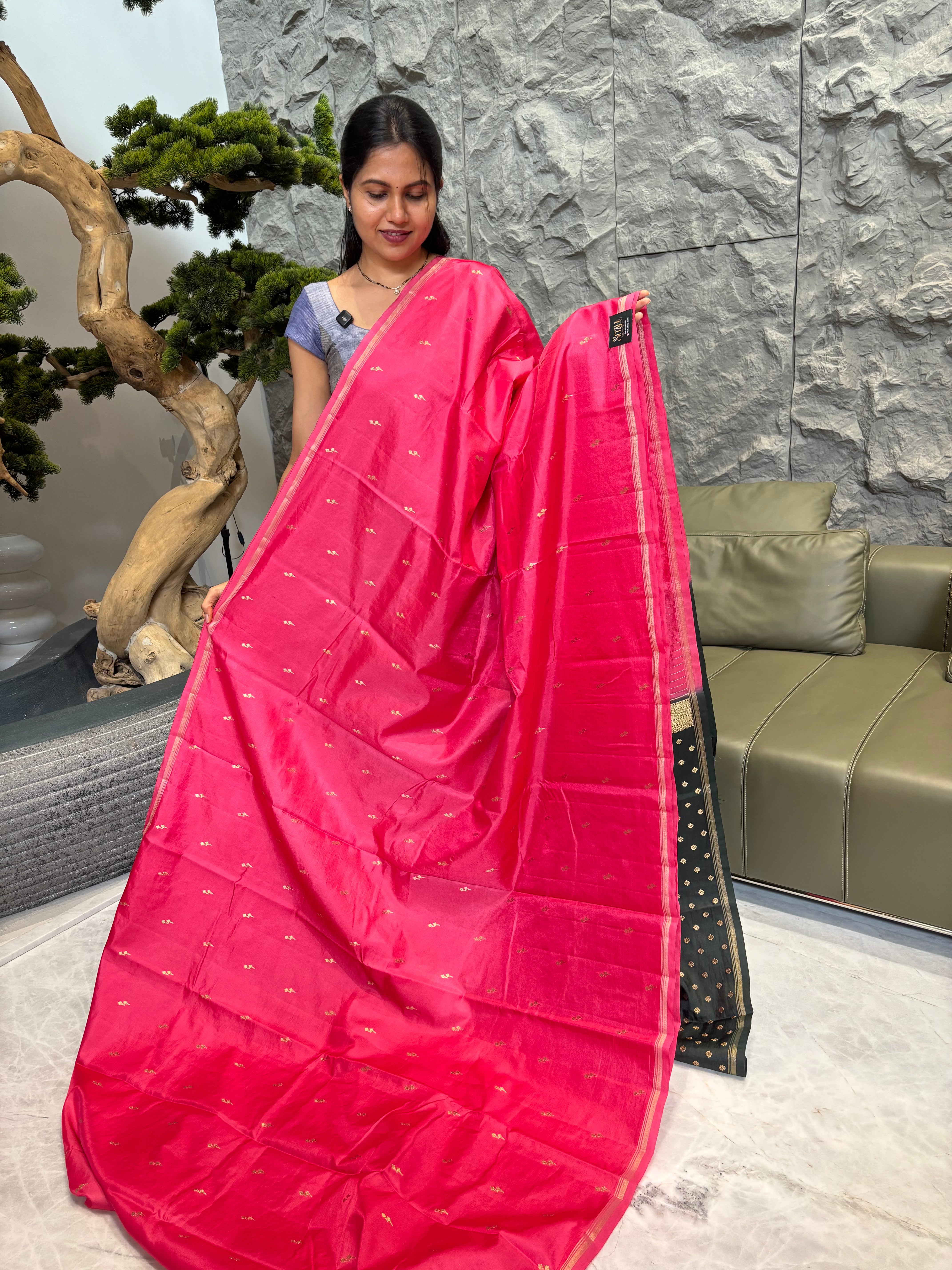 Soft pattu peachpink-bottle gre