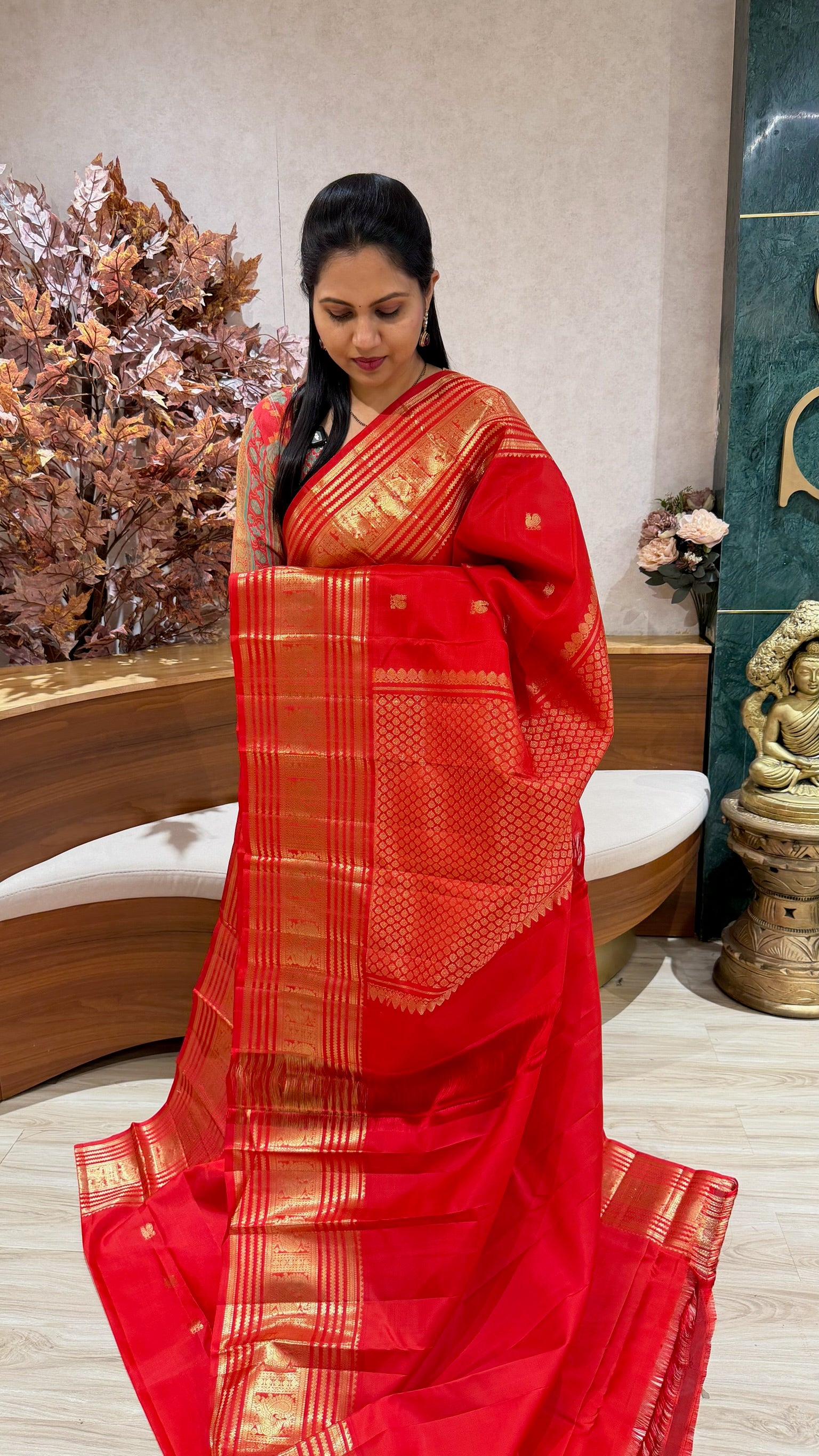 Handloom Kanchi pattu red