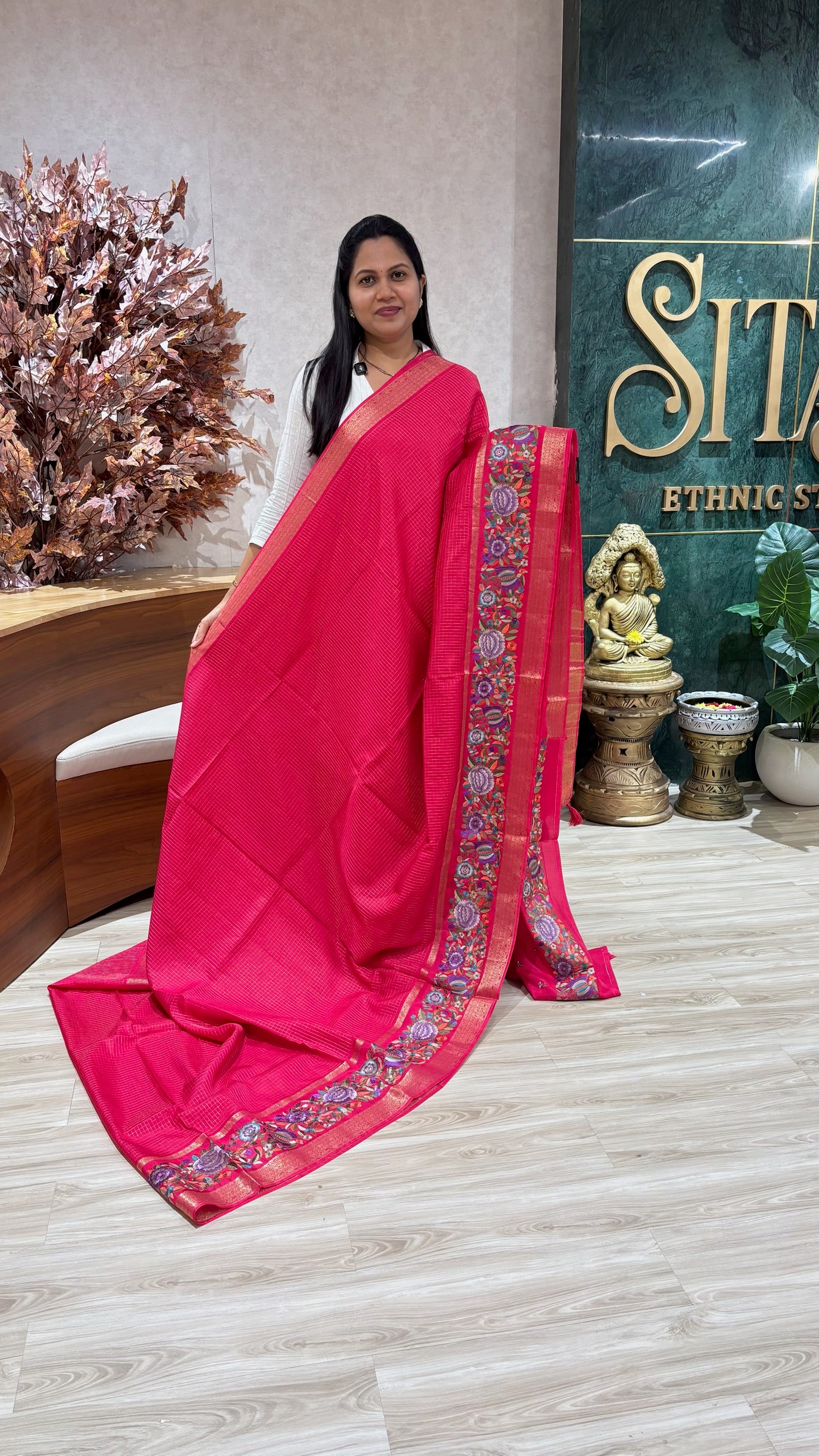 Russian silk embroidery pink