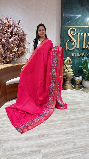 Russian silk embroidery pink