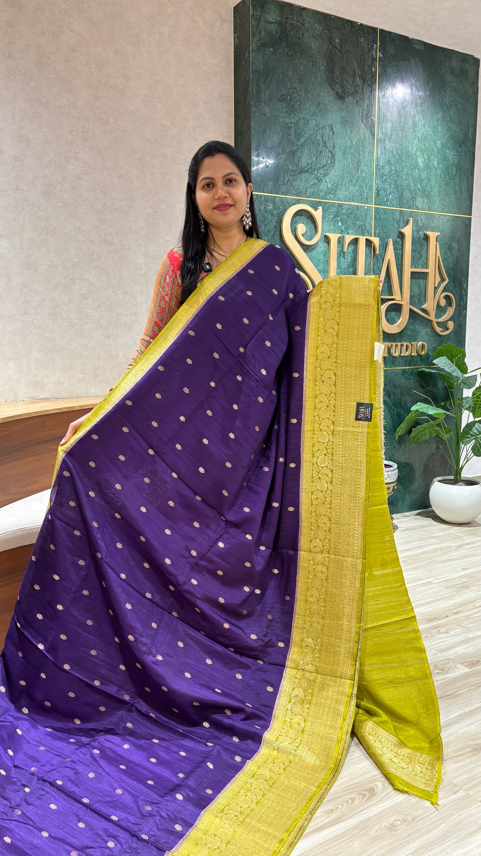 Raw silk saree purple