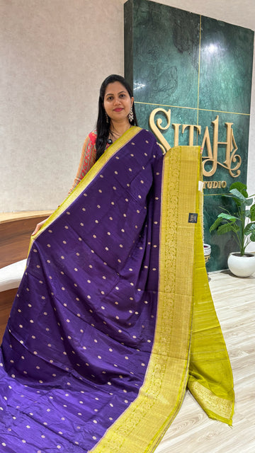 Raw silk saree purple