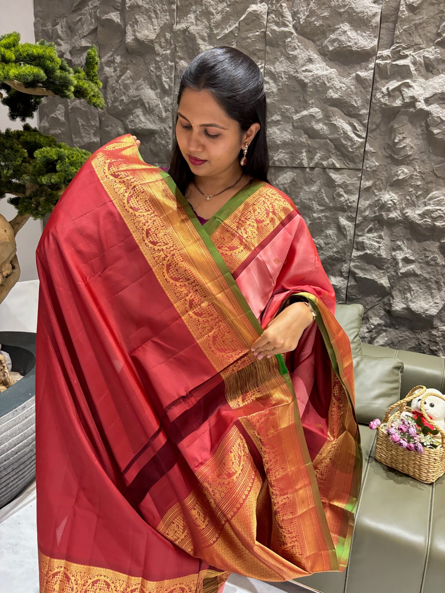 Pure Handloom gadwal peach