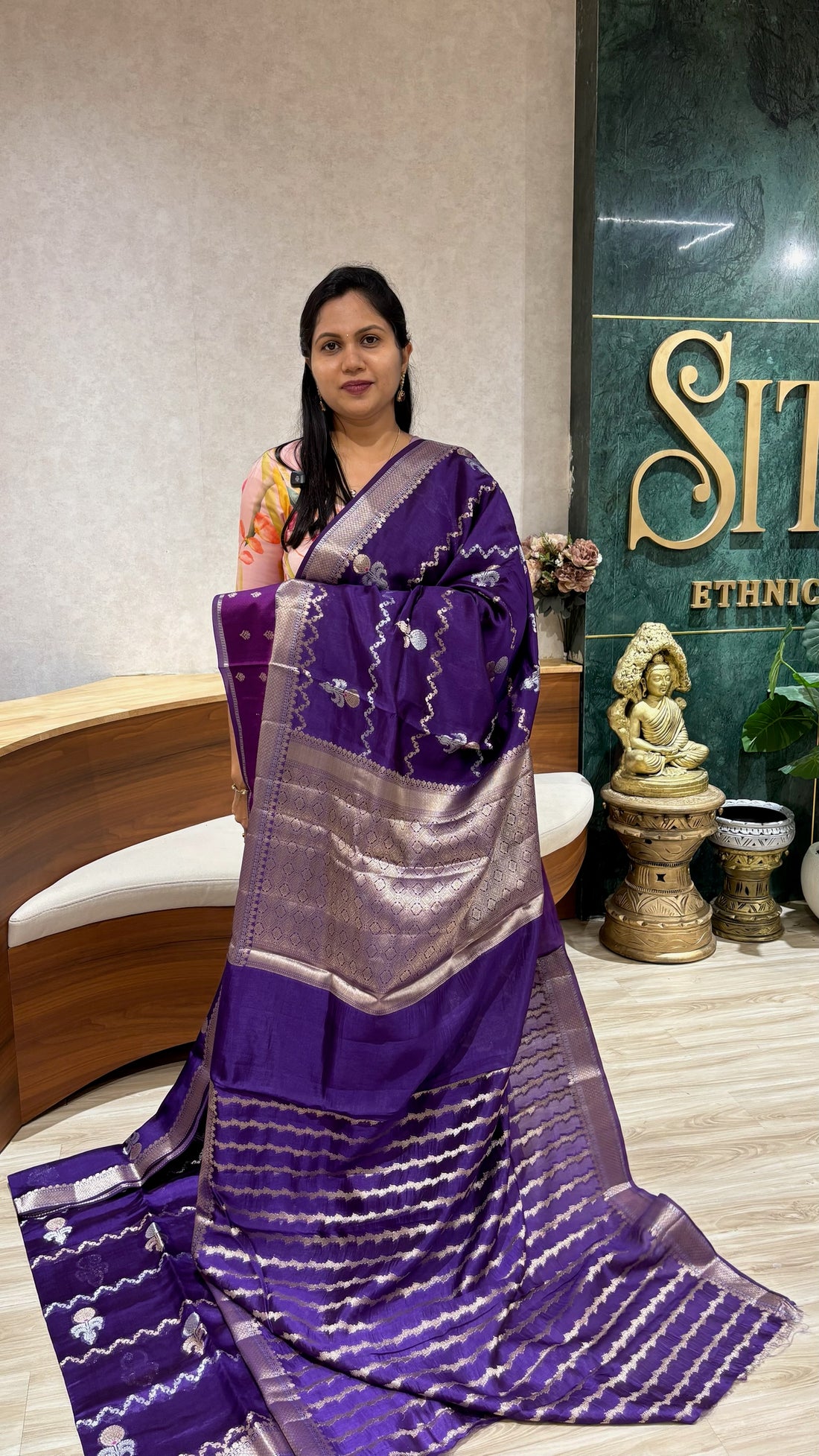 Pure Chanderi saree purple