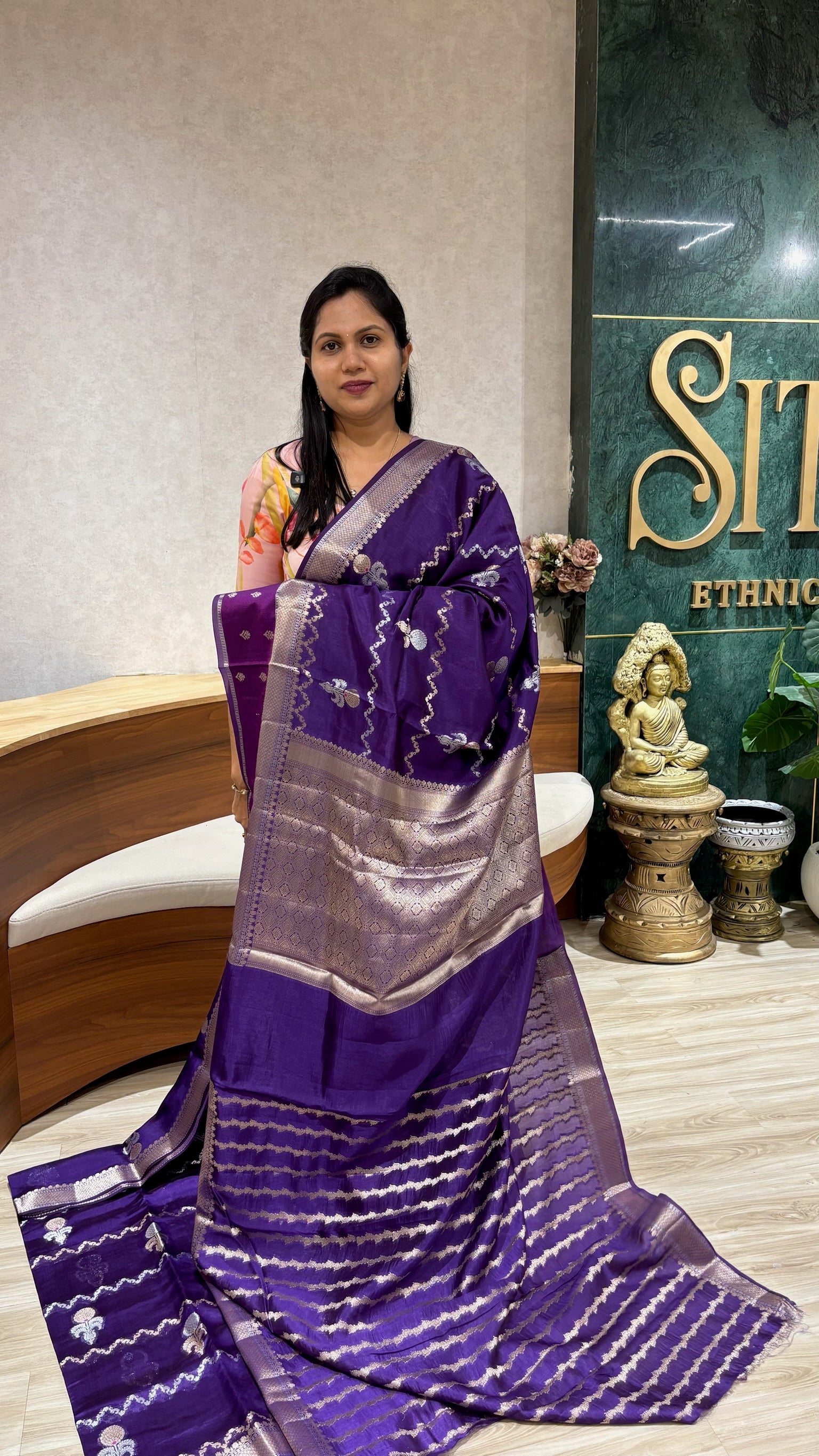 Pure Chanderi saree purple