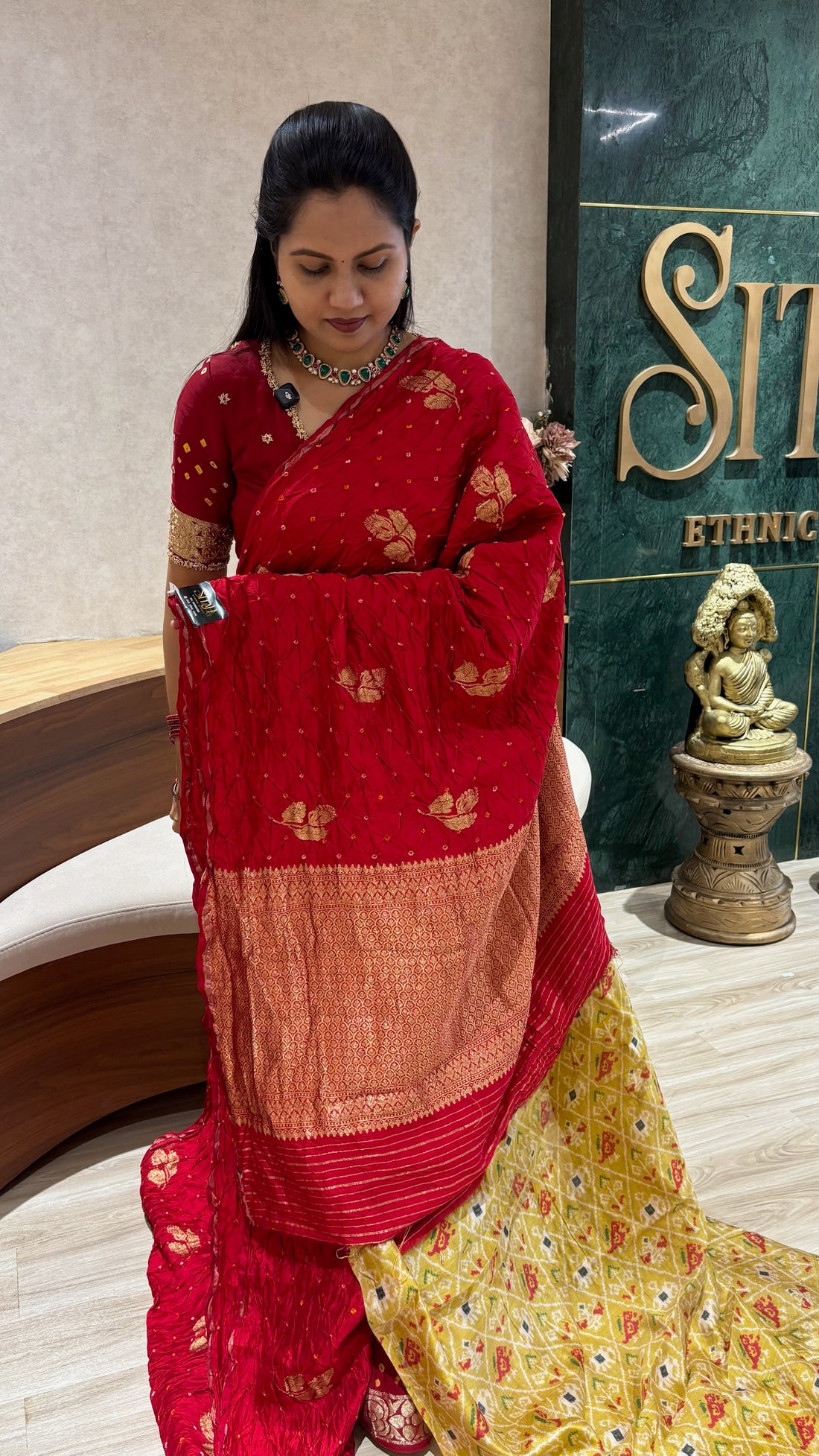 Pure silk bandhini red