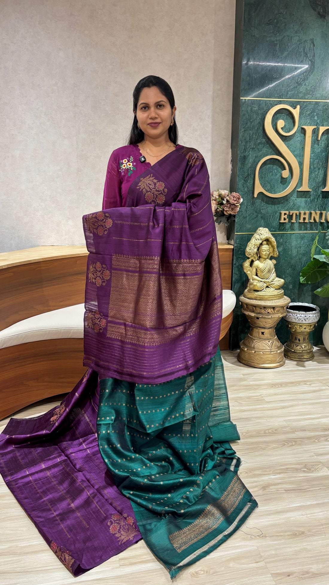 Raw silk pattu purple