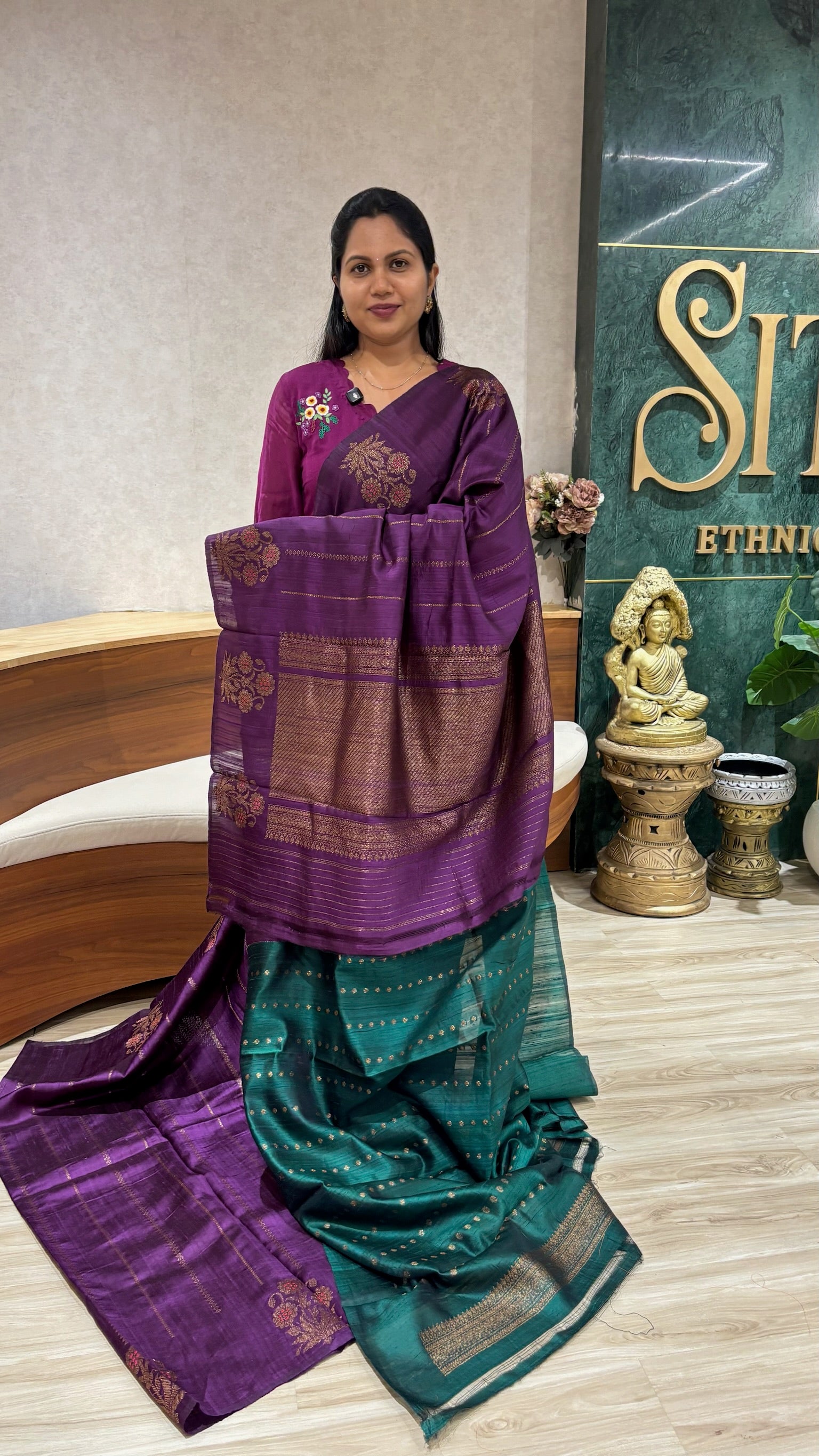 Raw silk pattu purple