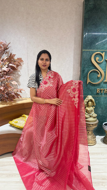 Tissue kora embroidery