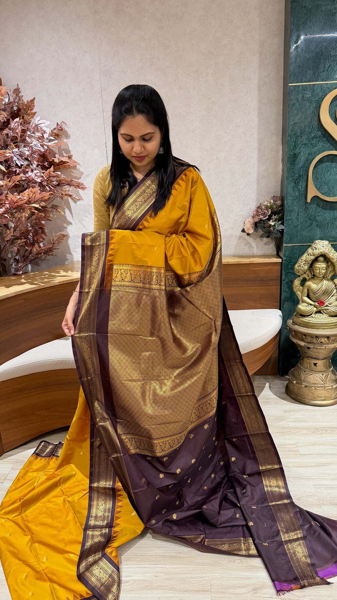 Semi Gadwal mustard yellow light