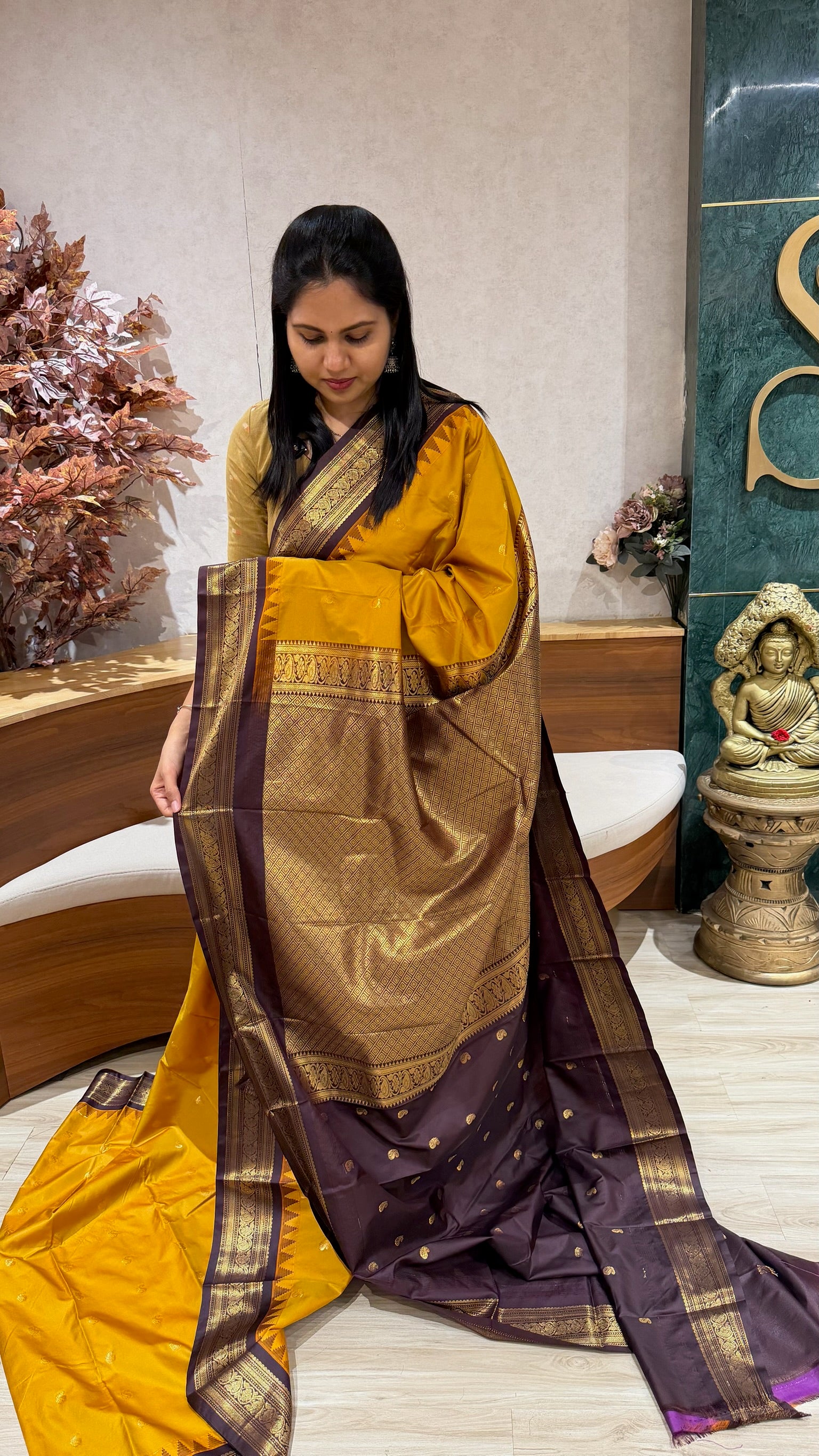 Semi Gadwal mustard yellow light