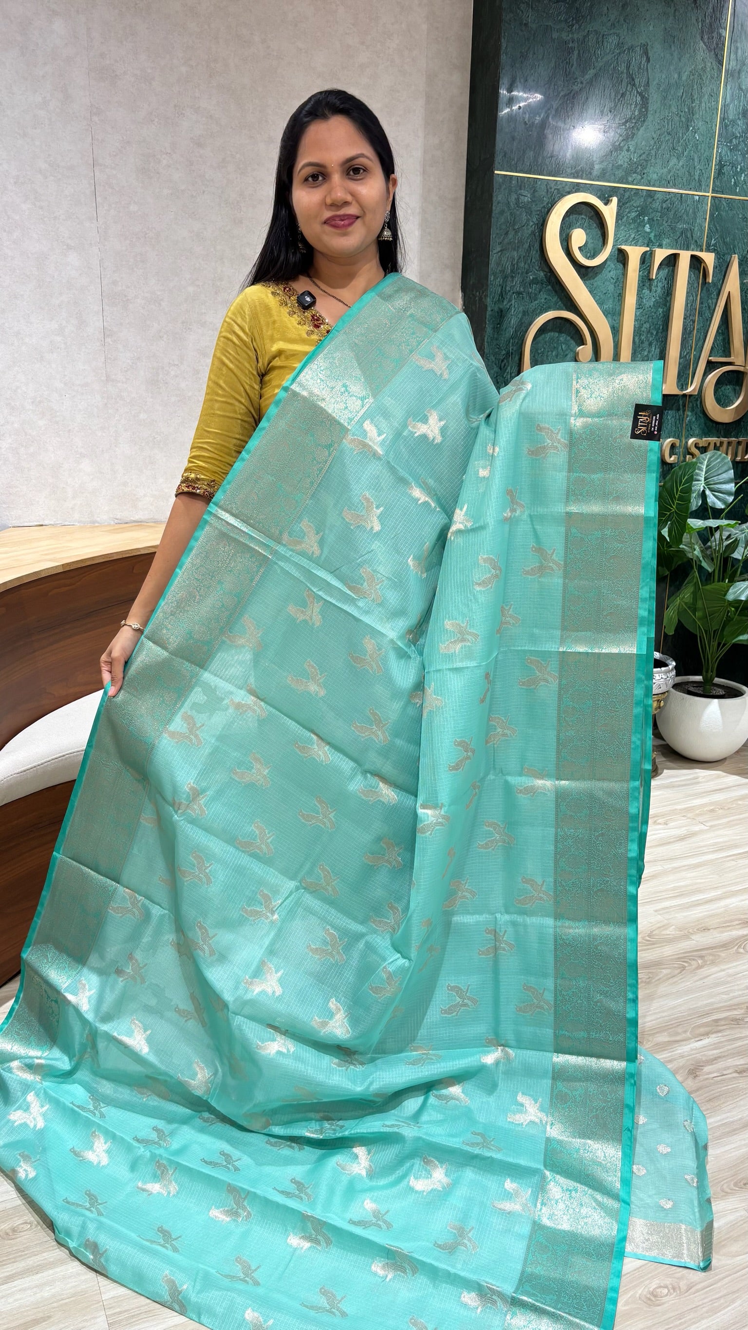 Silk kota sea green