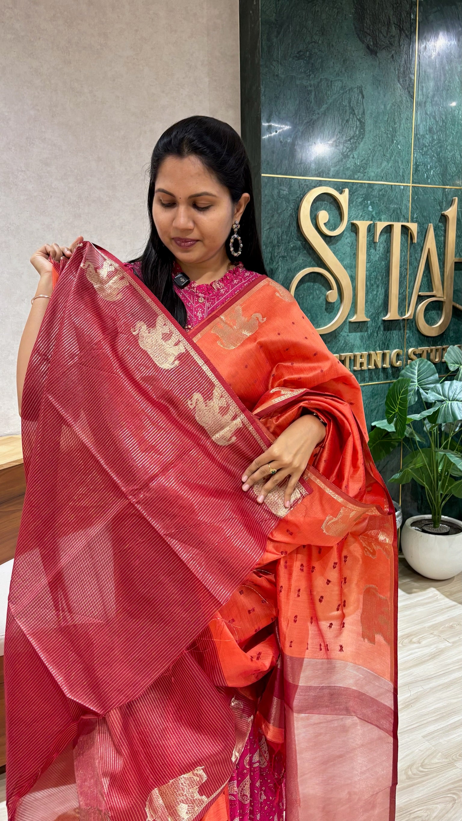 Tussar elephant dark peach