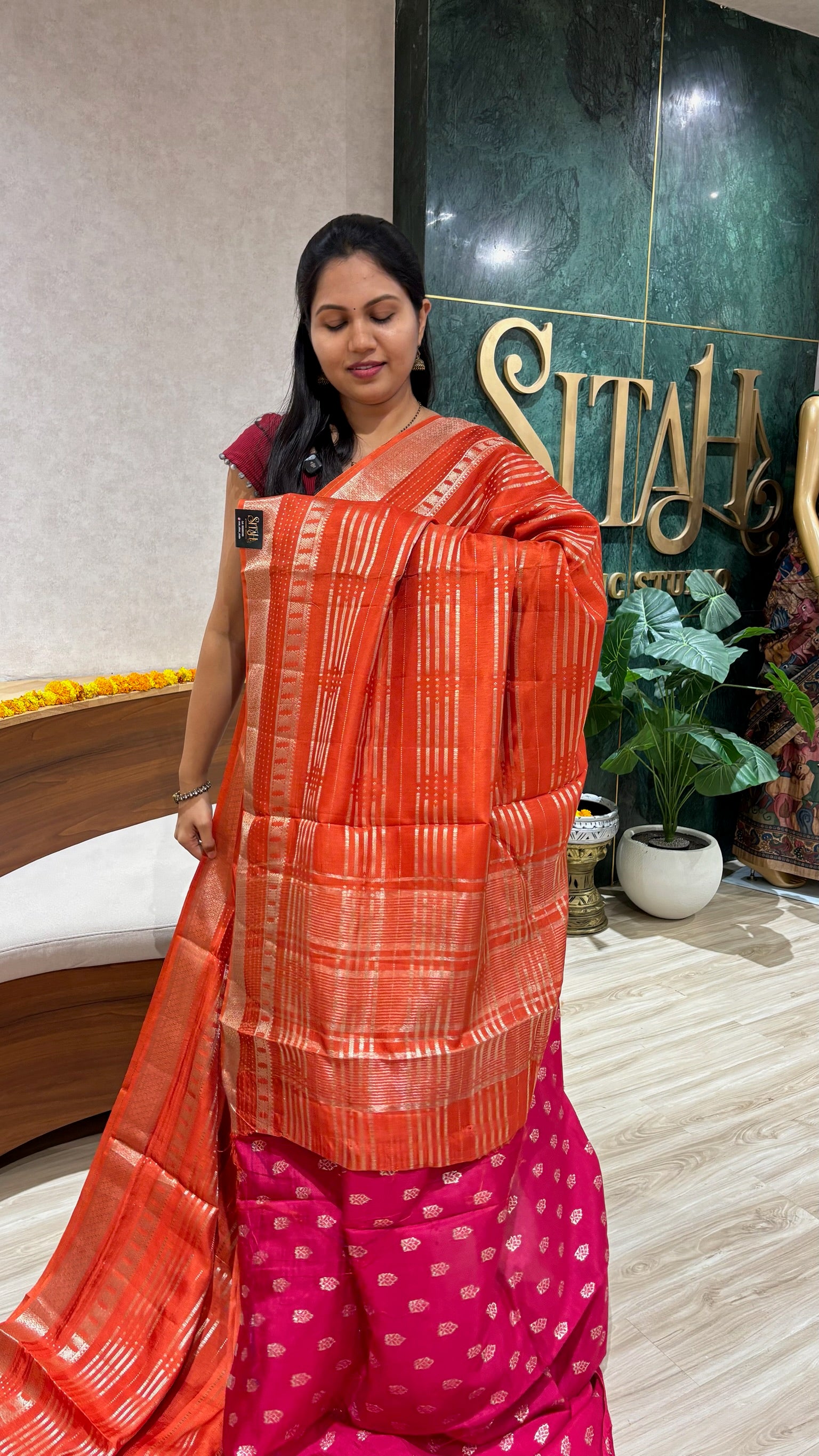 Fancy russian silk orange pink