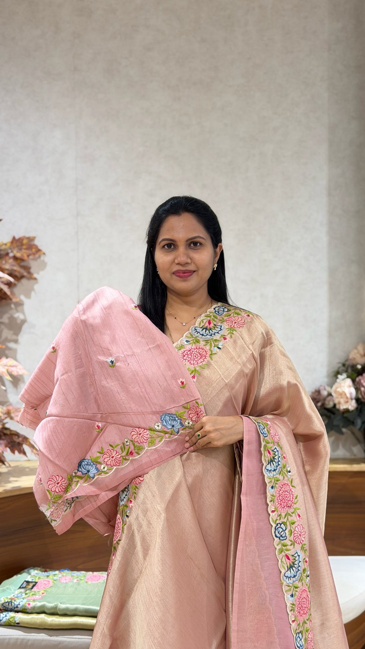 Designer tissues with Tussar embroidery blouses