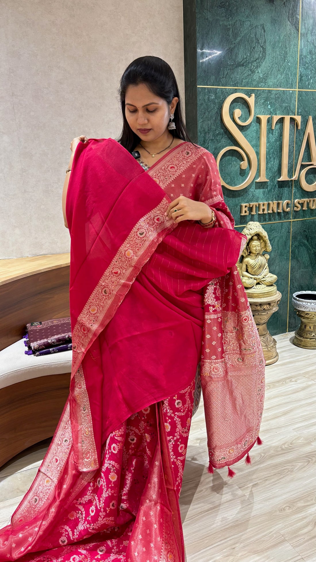 Tussar georgette pink