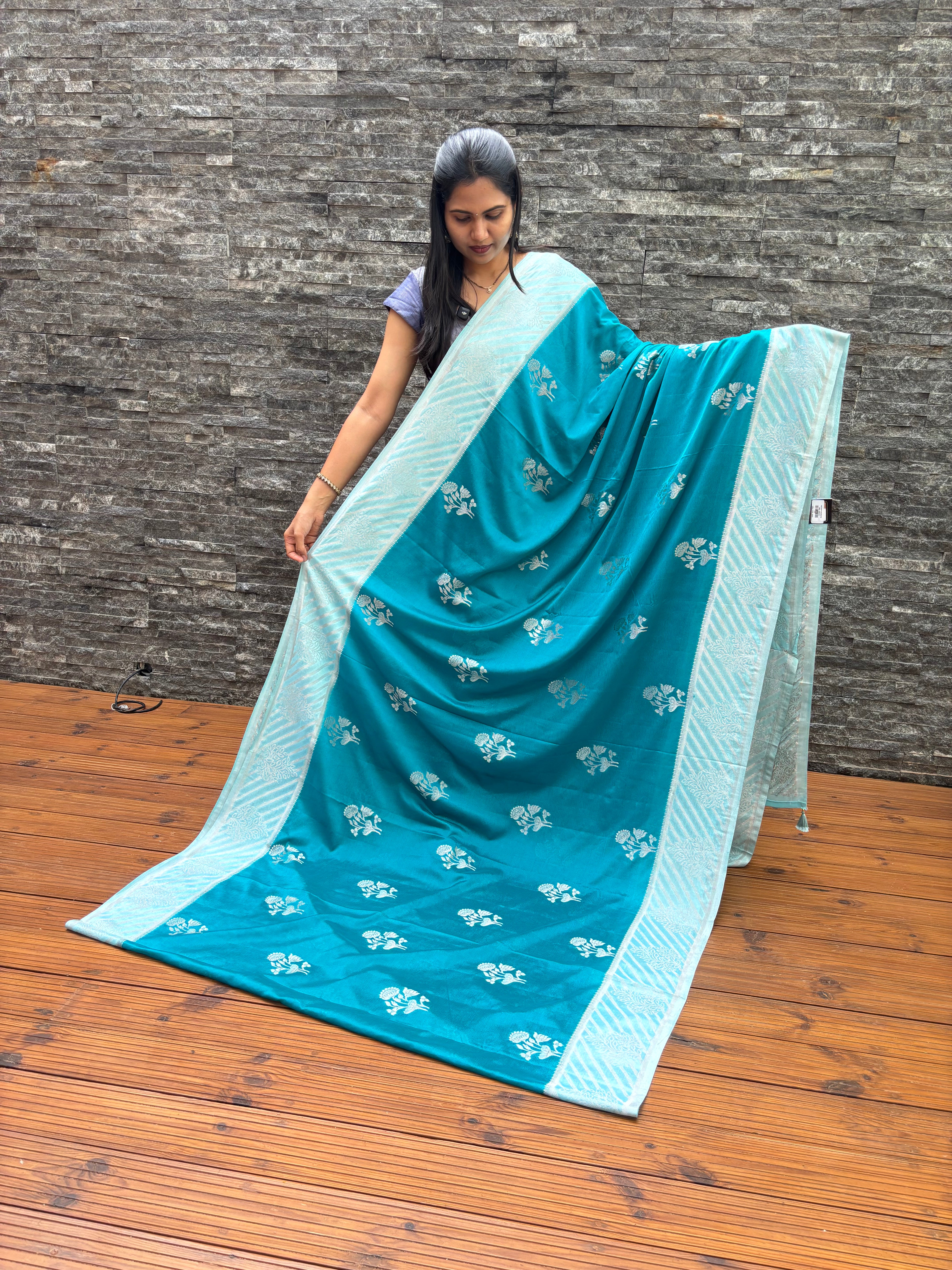 Georgette banaras blue