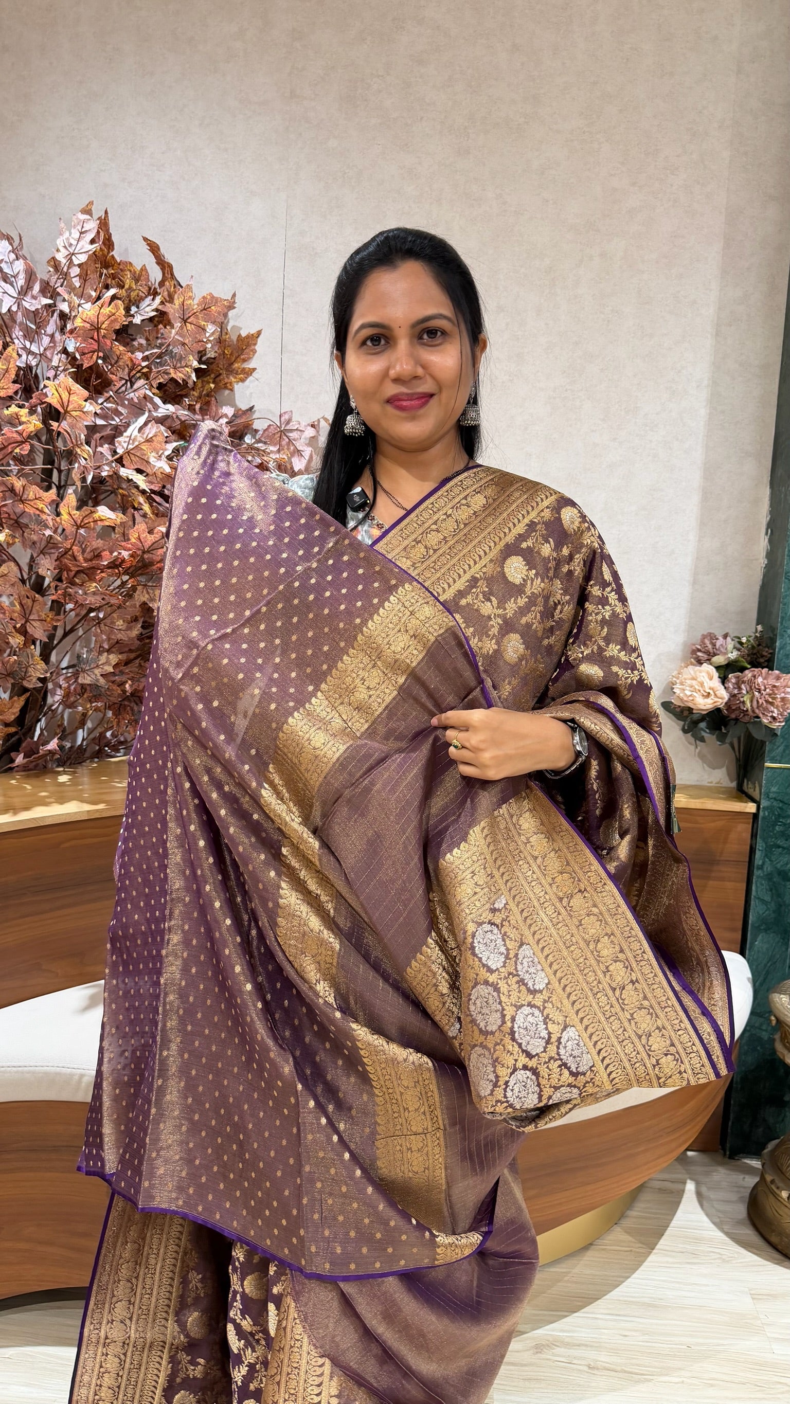 tissue banaras all over purple