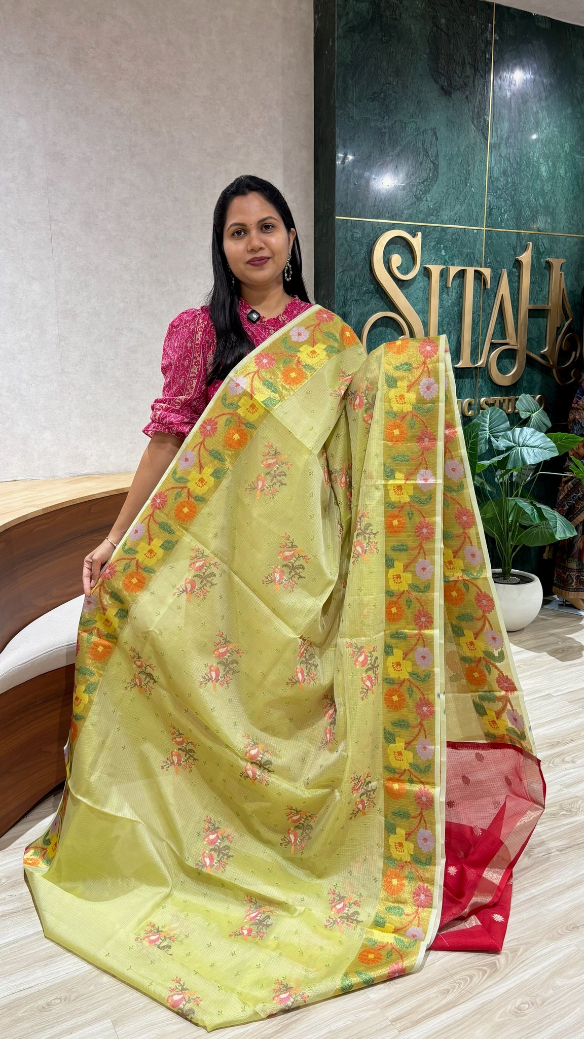 Silk kota parrot green