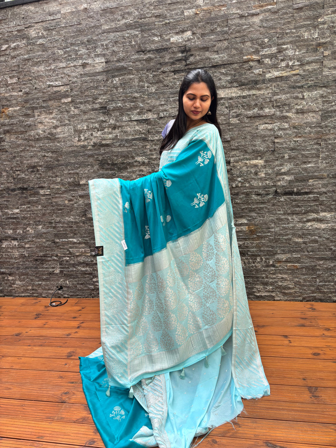 Georgette banaras blue
