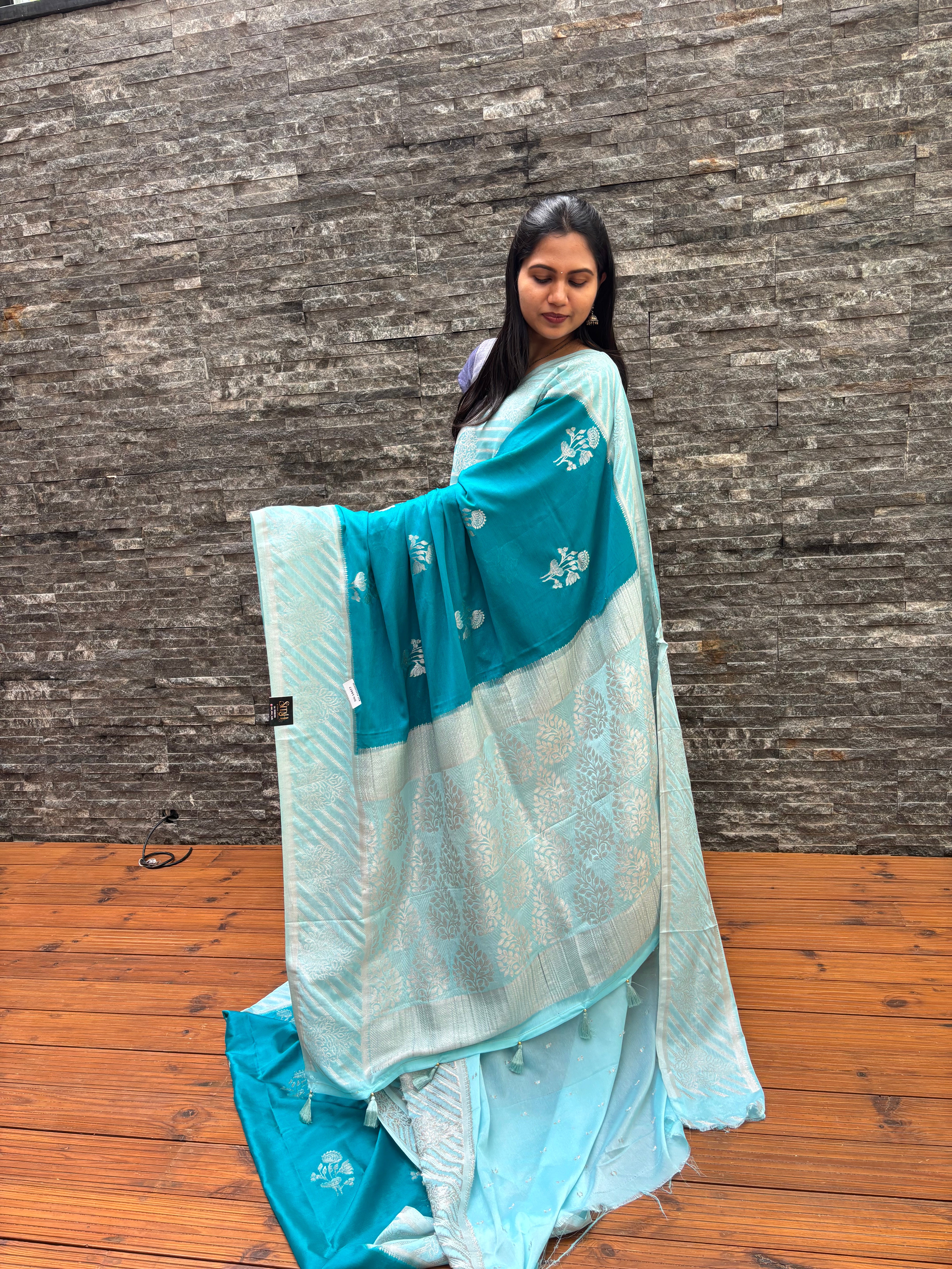 Georgette banaras blue