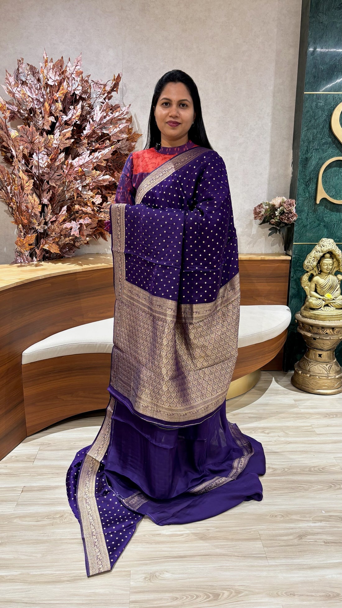 Banaras crepe purple