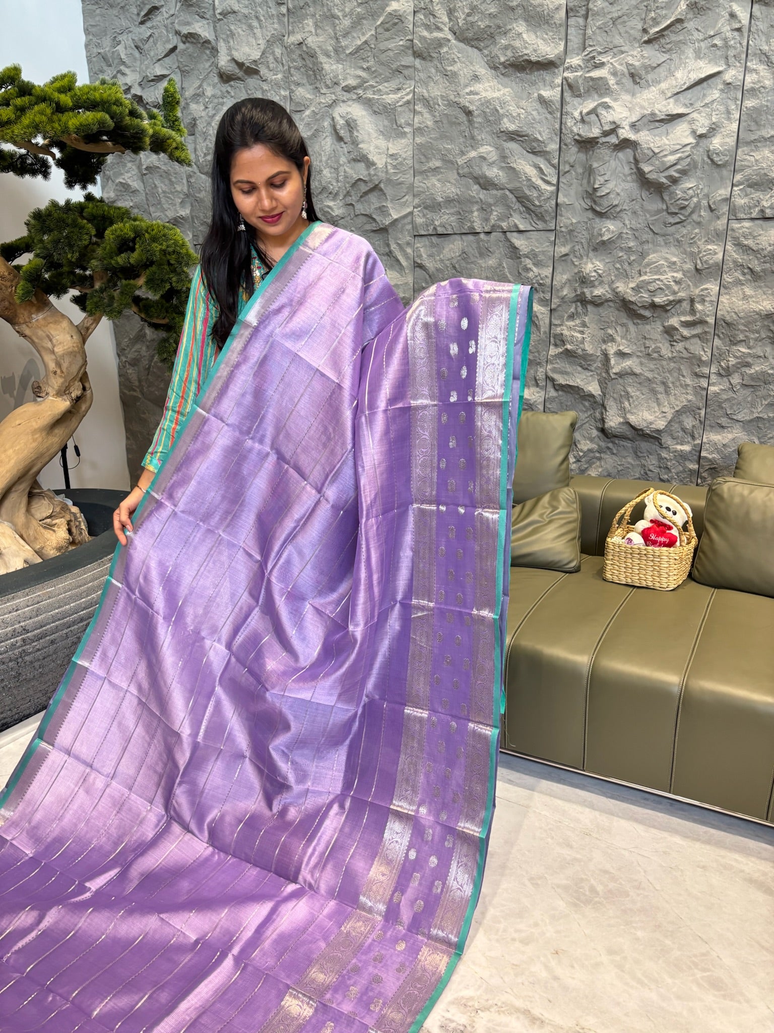 Mangalagiri pattu lavendar sea green