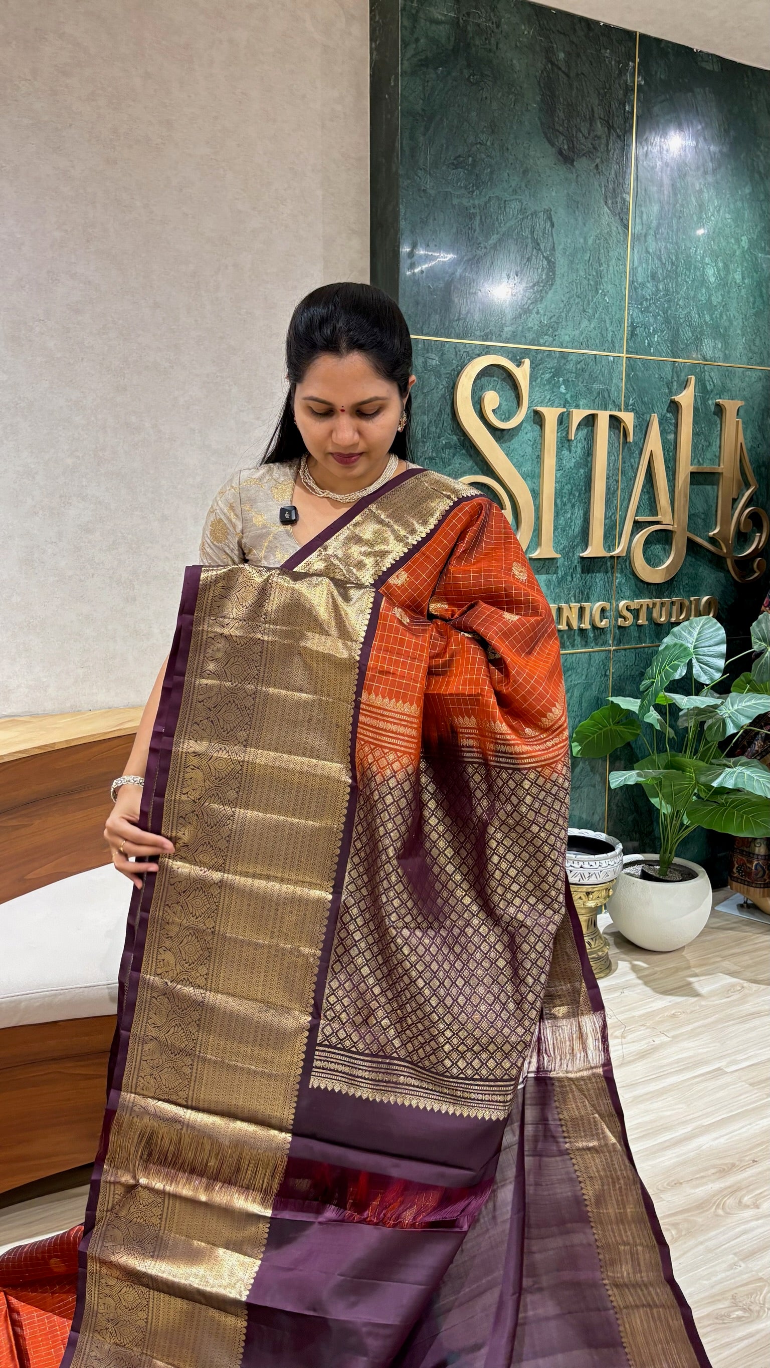 Handloom Kanchi pattu rust