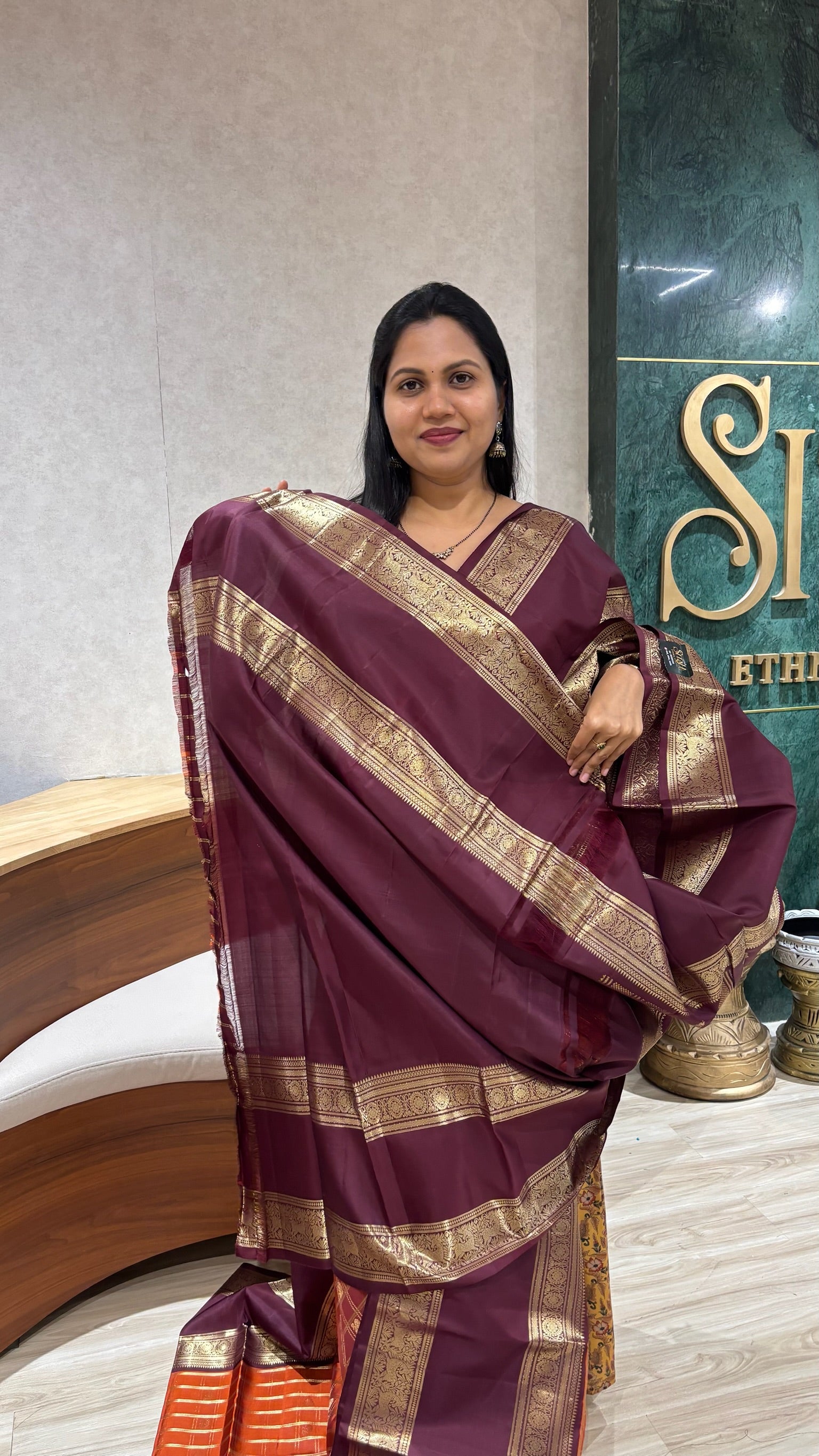 Handloom kanchi pattu rust