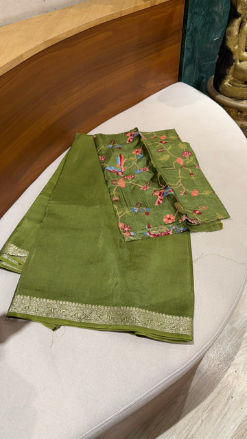 Crepe embroidery