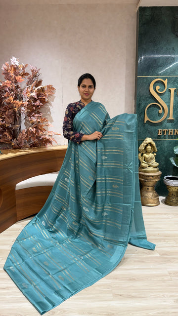 Fancy tussar aqua green