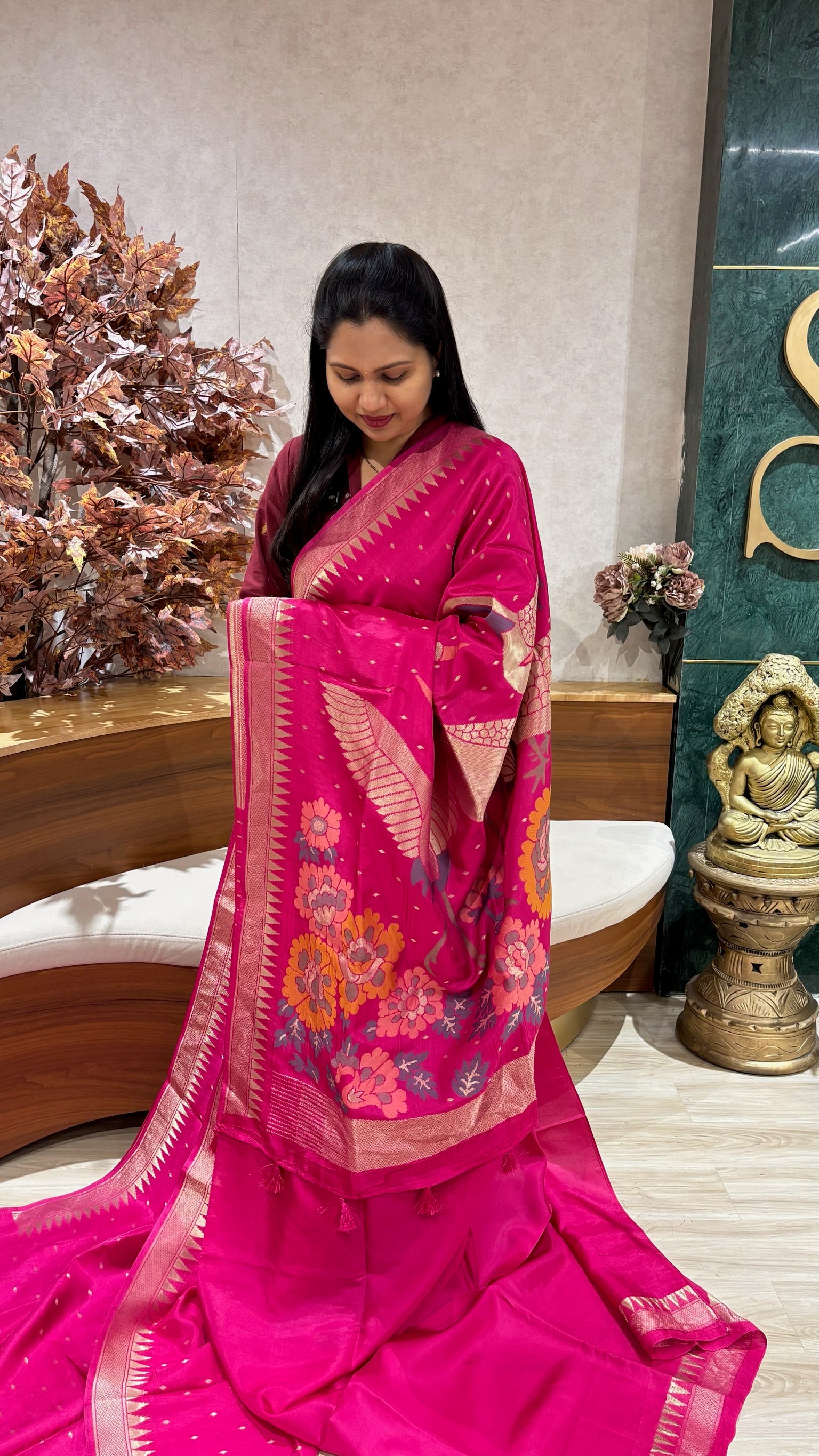 Mashru georgette pink