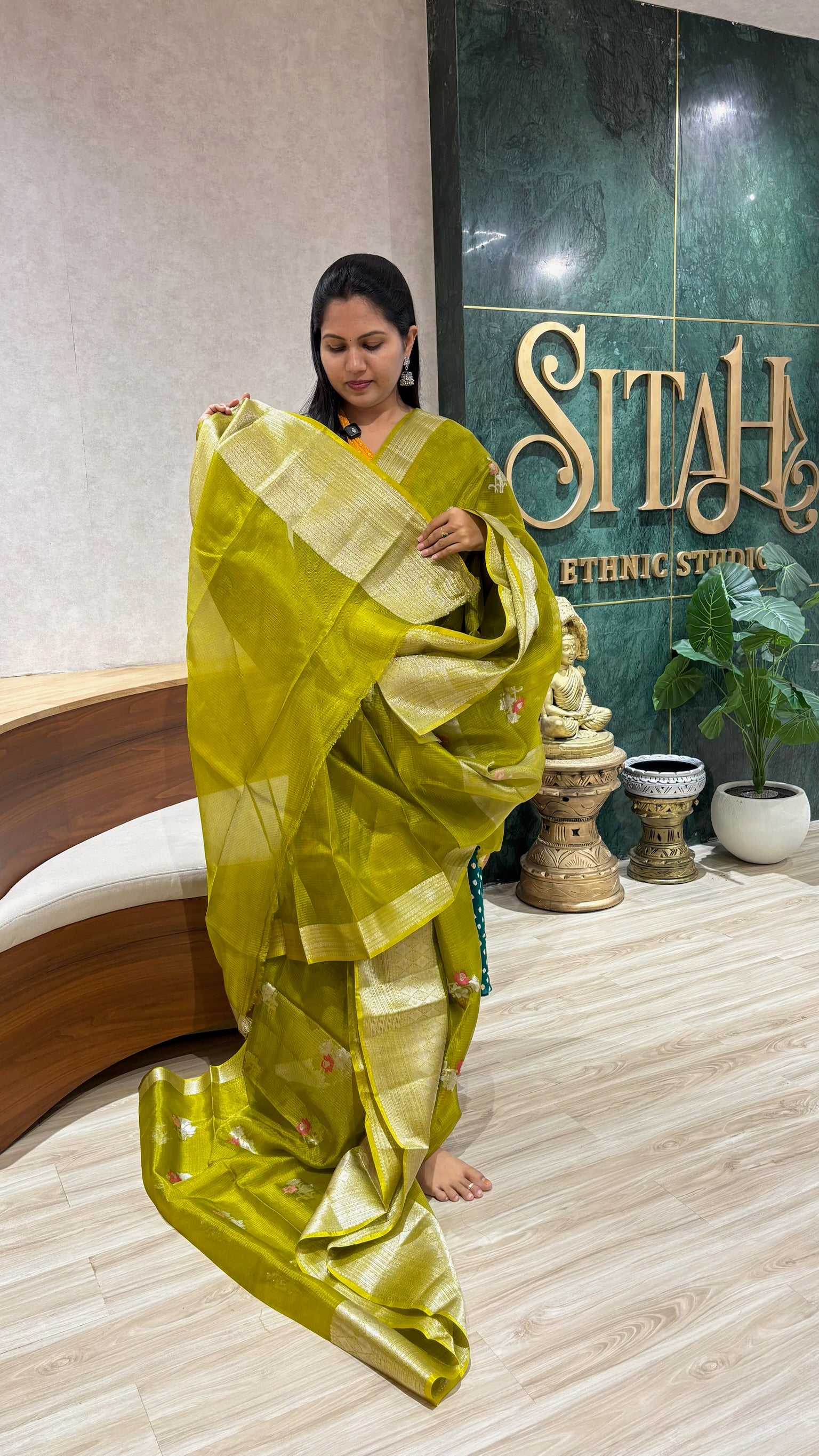 Kota silk mehndi green