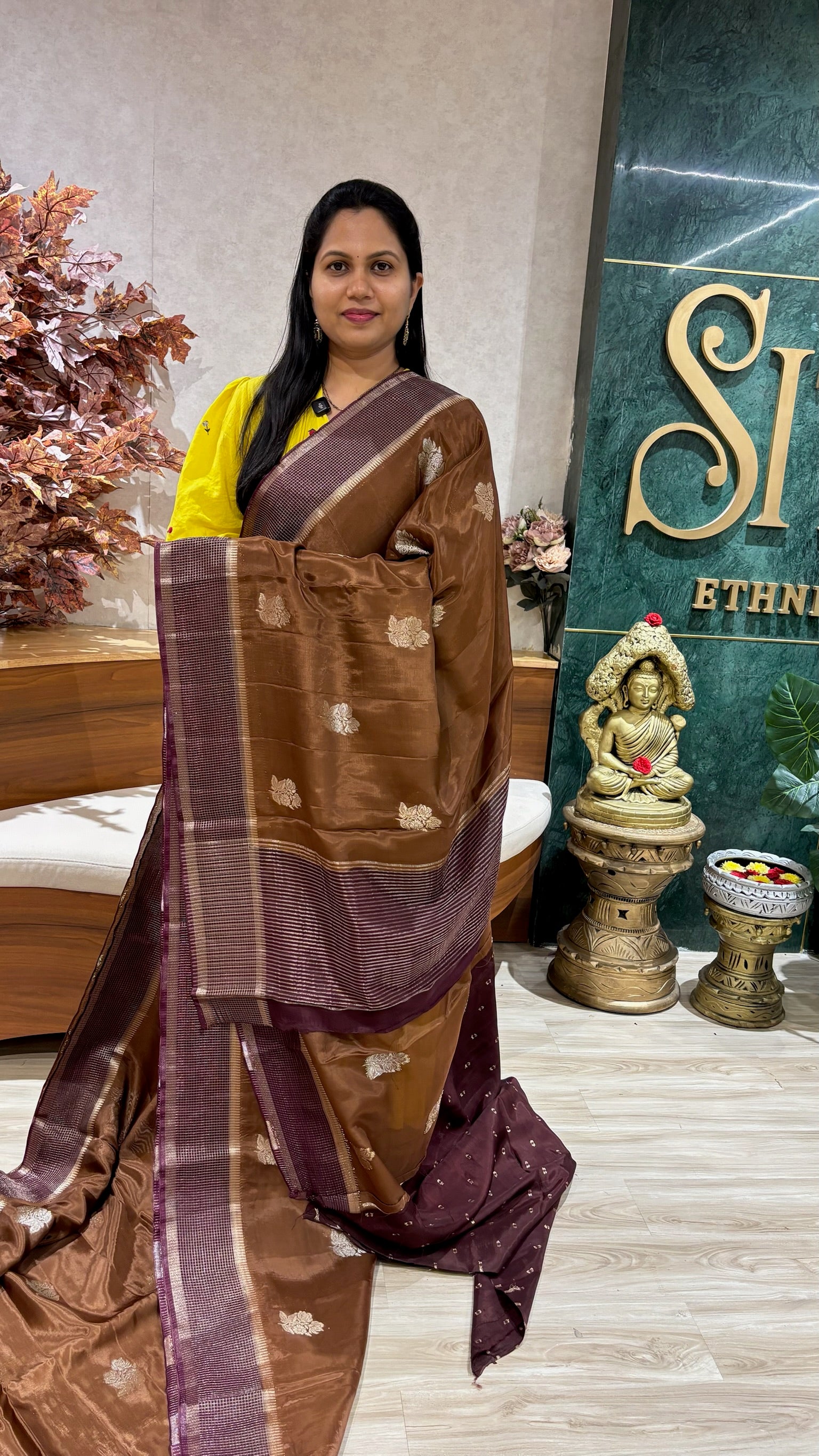 Mashru silk brown